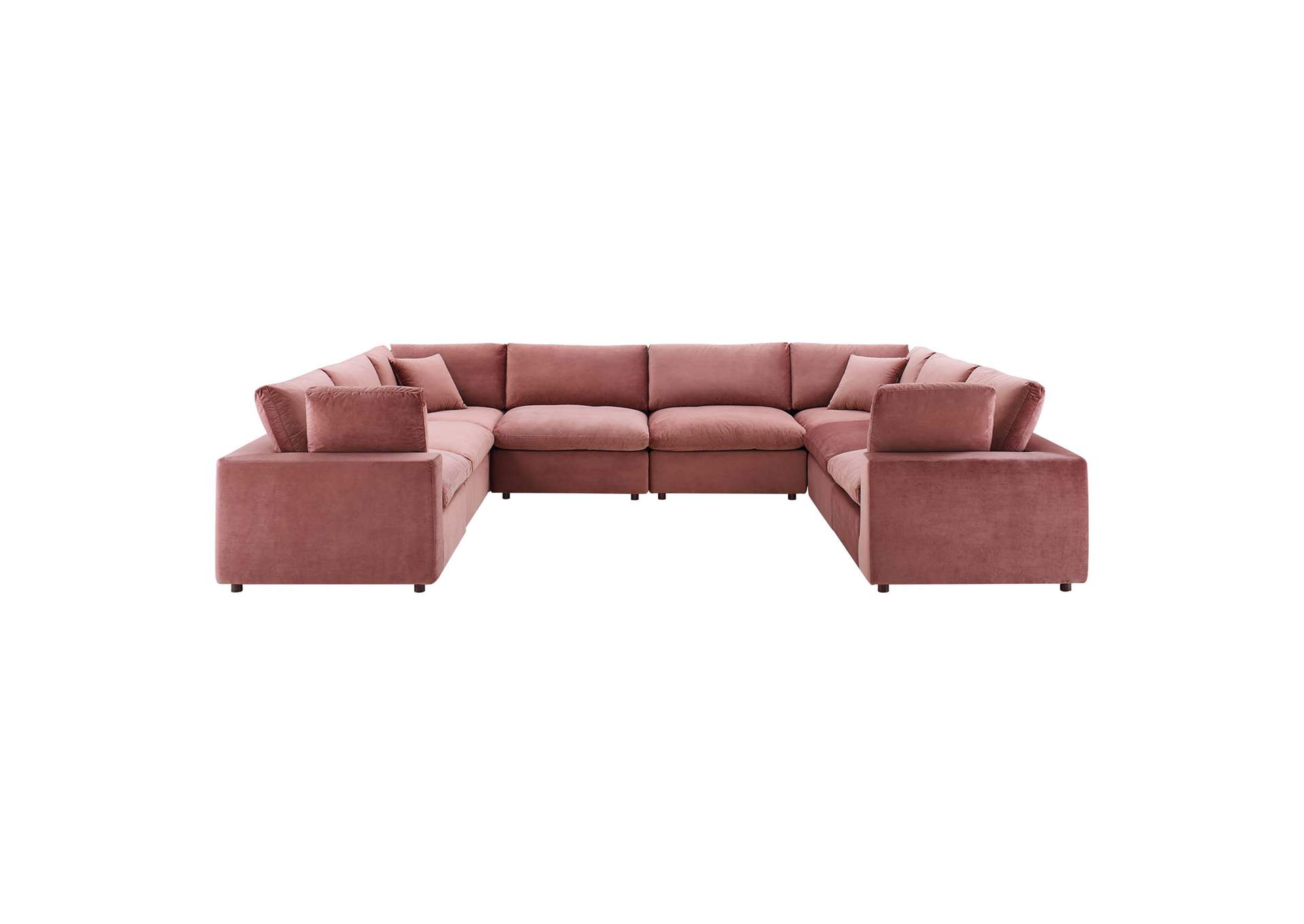 Dusty Rose Commix Down Filled Overstuffed Performance Velvet 	8-Piece Sectional Sofa,Modway