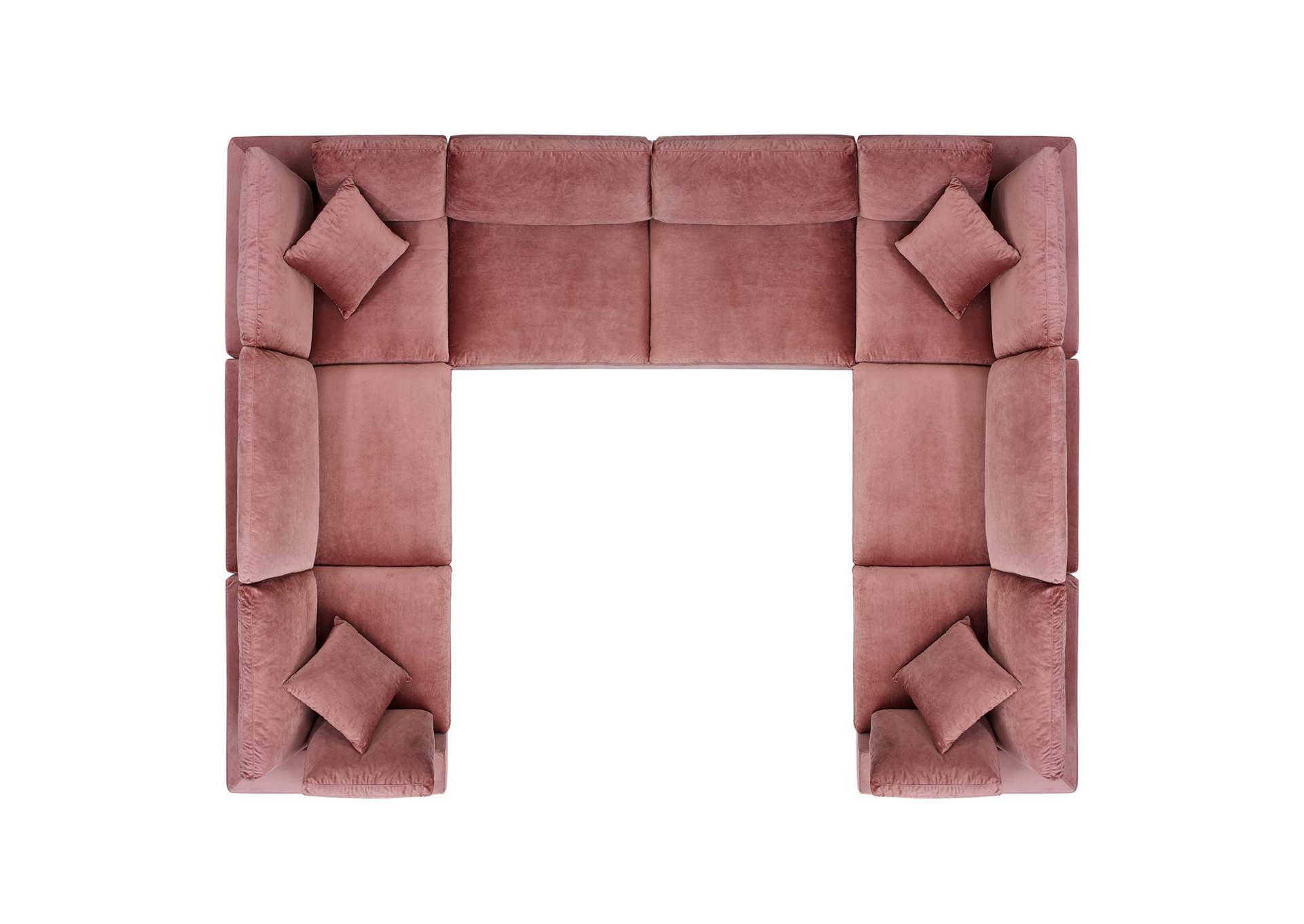 Dusty Rose Commix Down Filled Overstuffed Performance Velvet 	8-Piece Sectional Sofa,Modway
