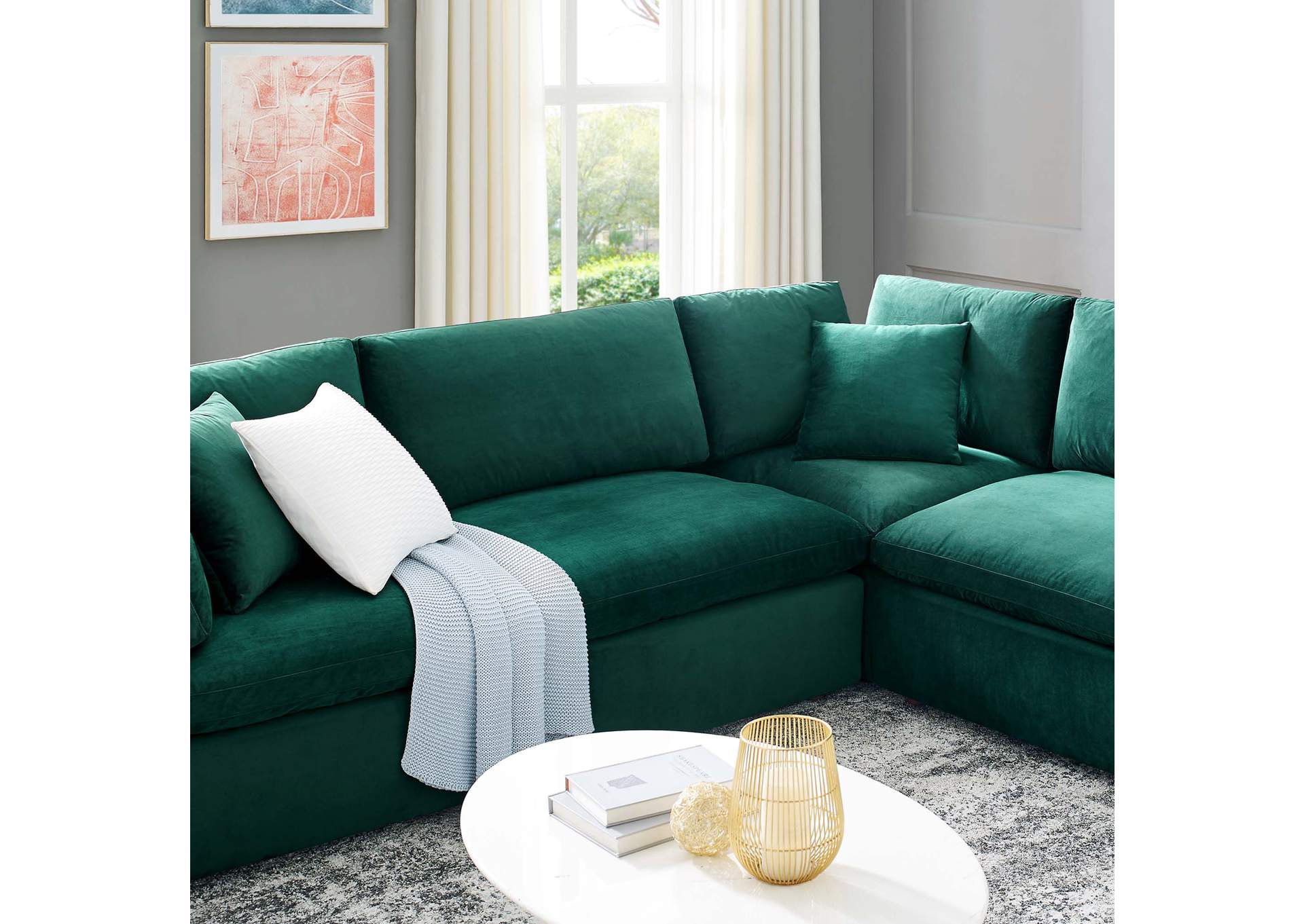 Green Commix Down Filled Overstuffed Performance Velvet 	8-Piece Sectional Sofa,Modway