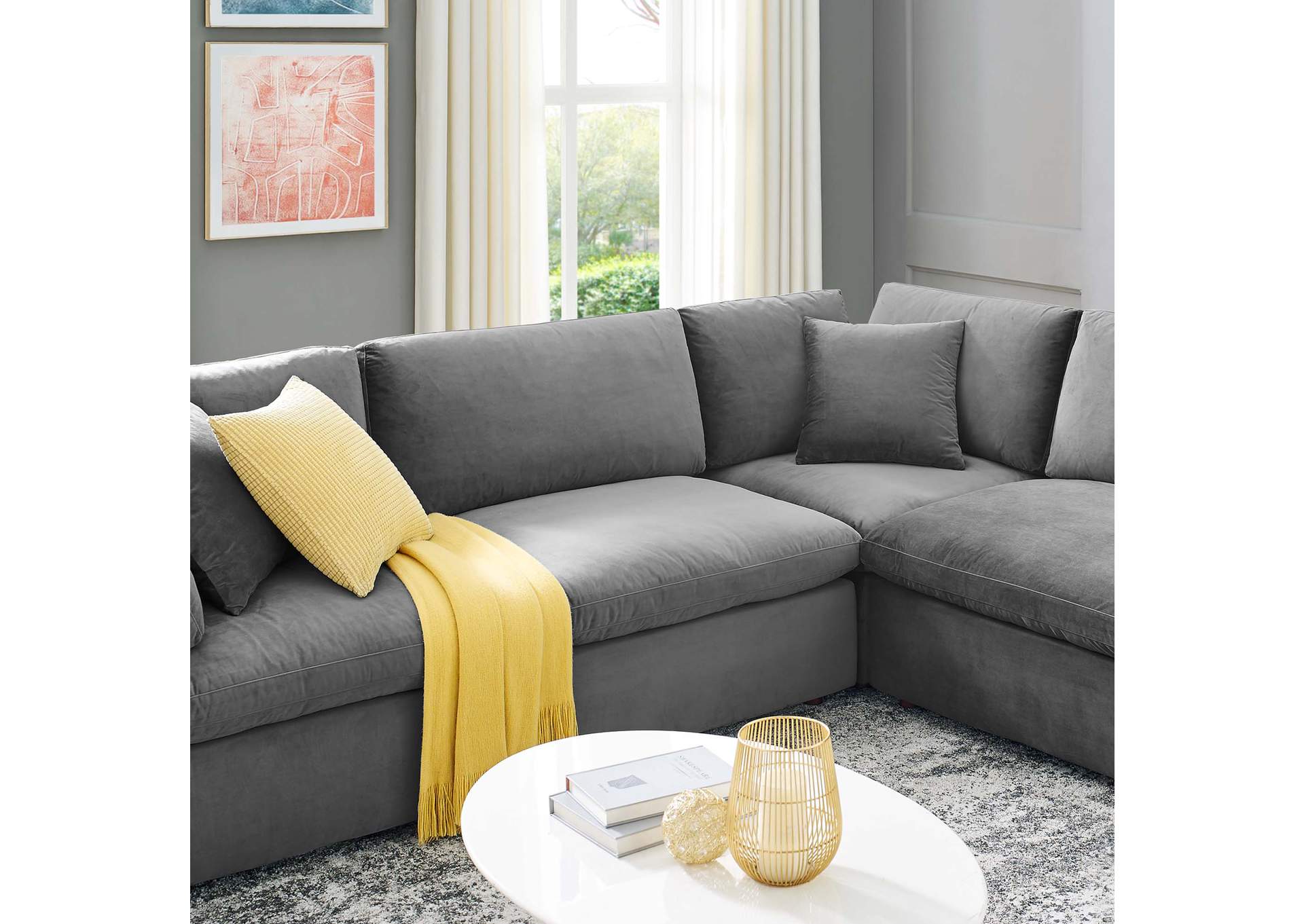 Gray Commix Down Filled Overstuffed Performance Velvet 	8-Piece Sectional Sofa,Modway