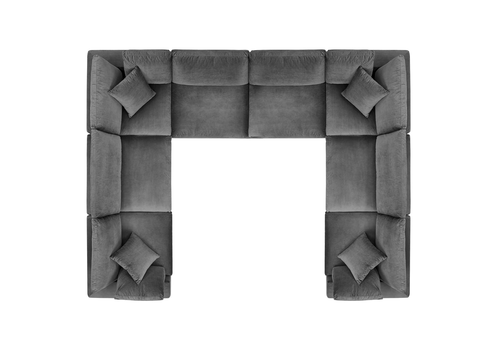 Gray Commix Down Filled Overstuffed Performance Velvet 	8-Piece Sectional Sofa,Modway