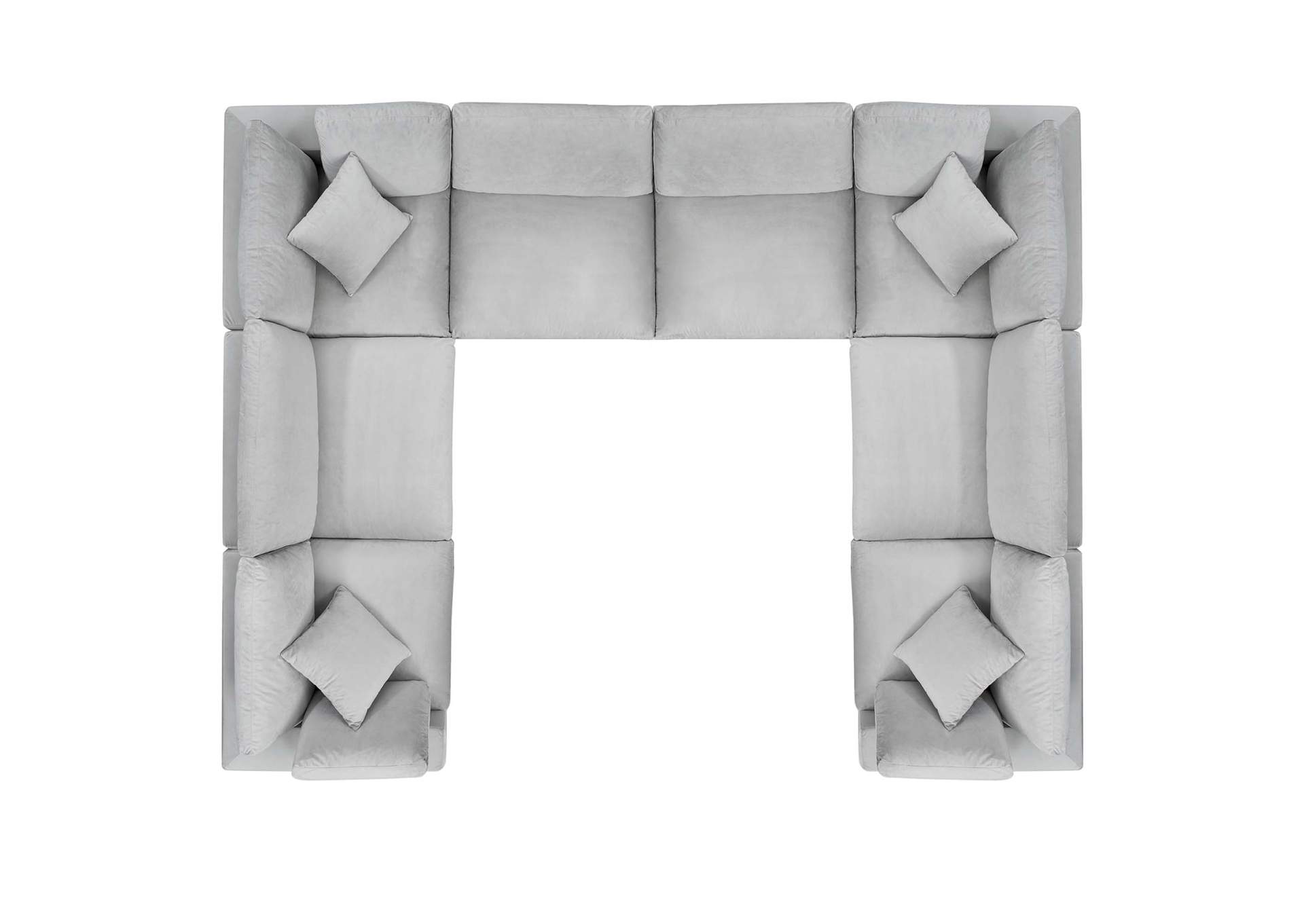 Light Gray Commix Down Filled Overstuffed Performance Velvet 	8-Piece Sectional Sofa,Modway