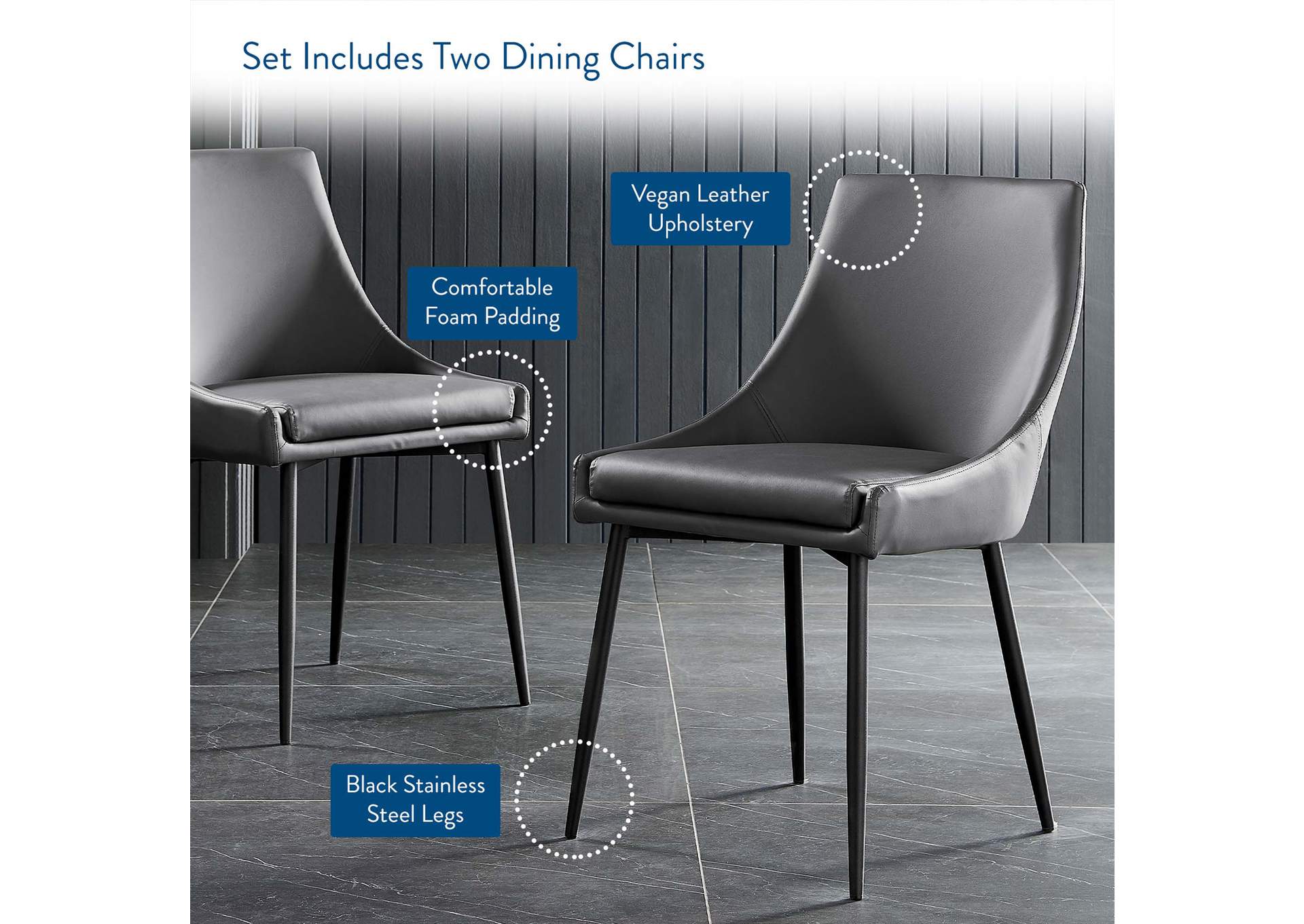 Viscount Vegan Leather Dining Chairs - Set of 2,Modway