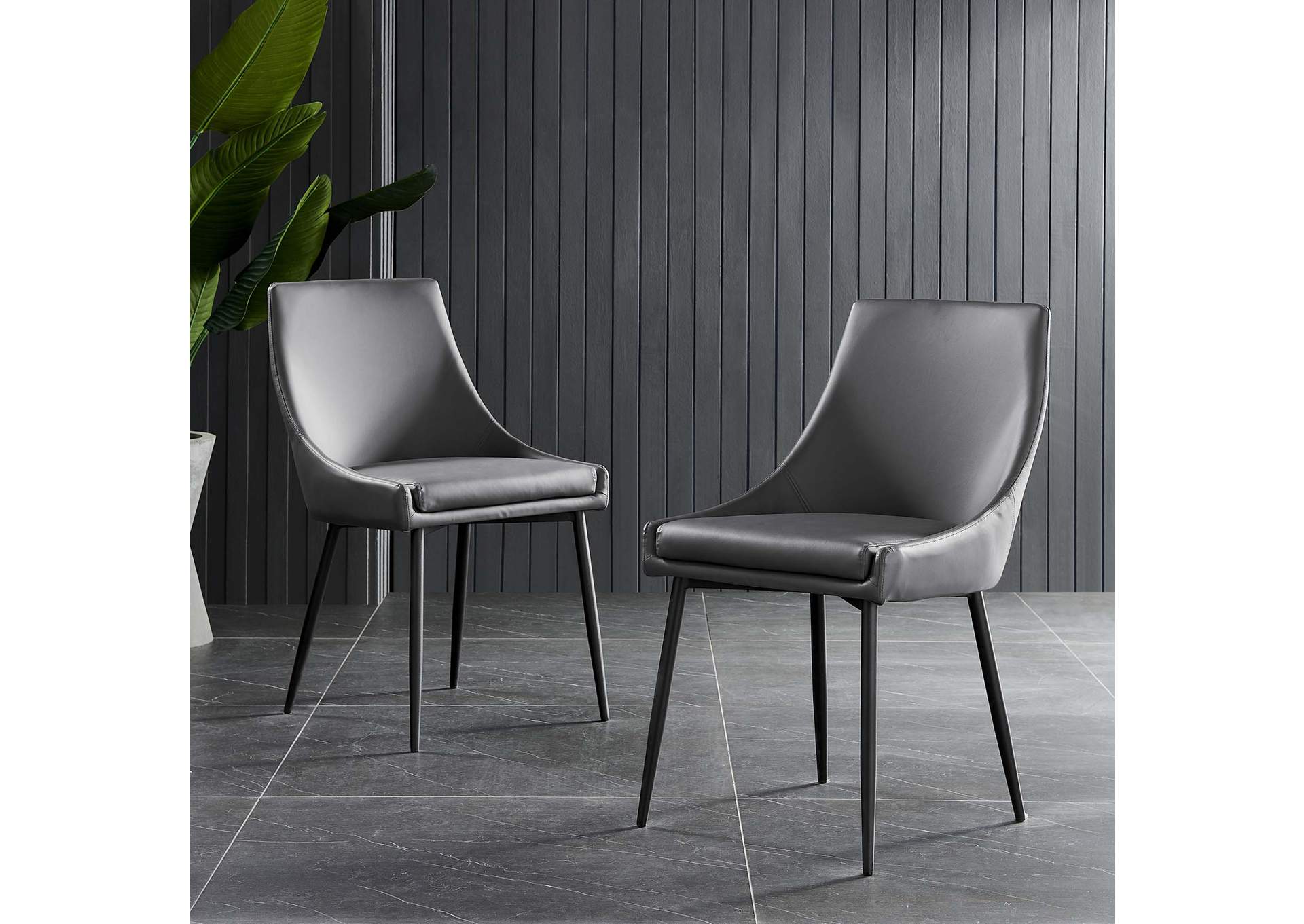 Viscount Vegan Leather Dining Chairs - Set of 2,Modway