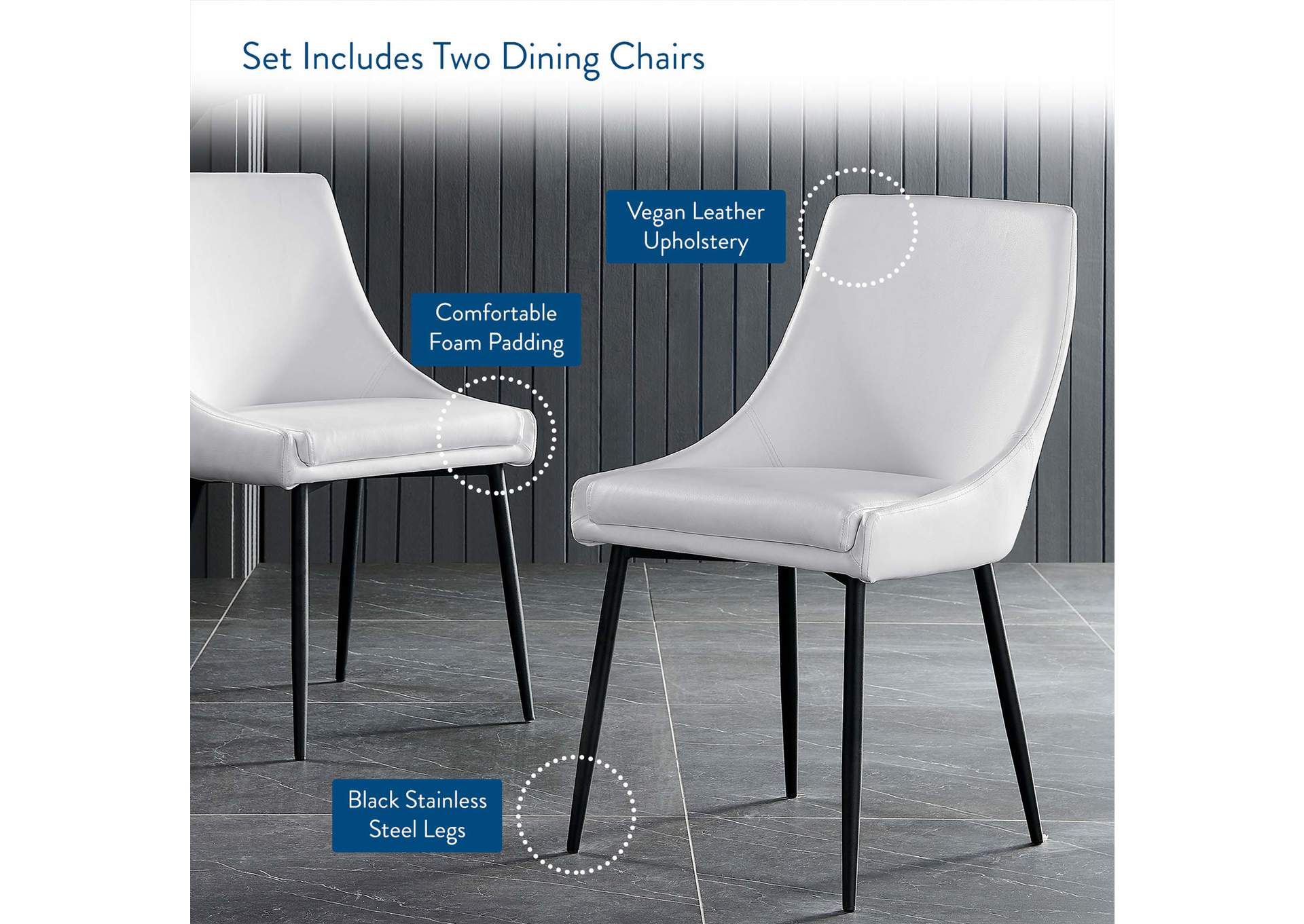 Viscount Vegan Leather Dining Chairs - Set of 2,Modway
