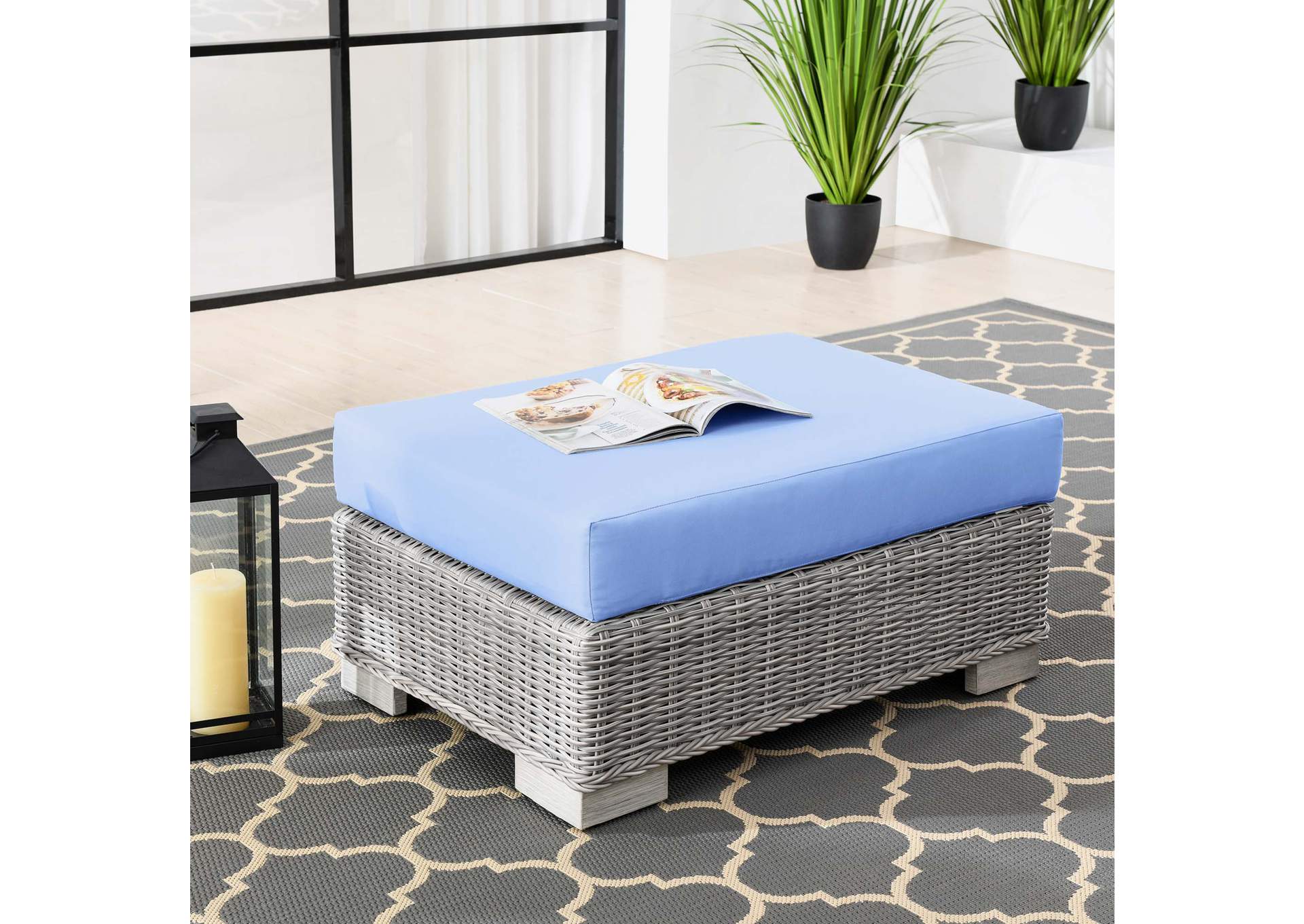 Conway Outdoor Patio Wicker Rattan Ottoman,Modway