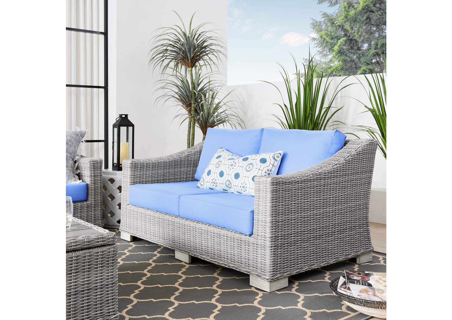 Conway Outdoor Patio Wicker Rattan Loveseat,Modway