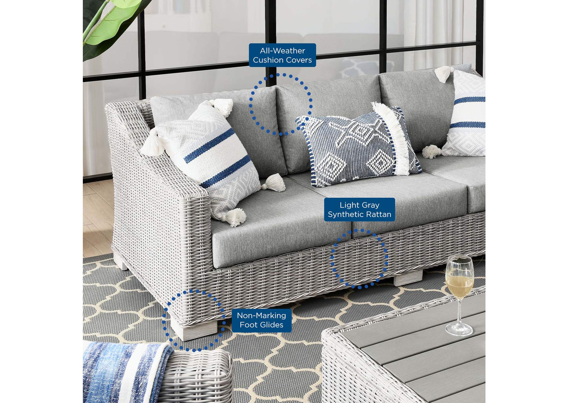 Conway Outdoor Patio Wicker Rattan Sofa,Modway