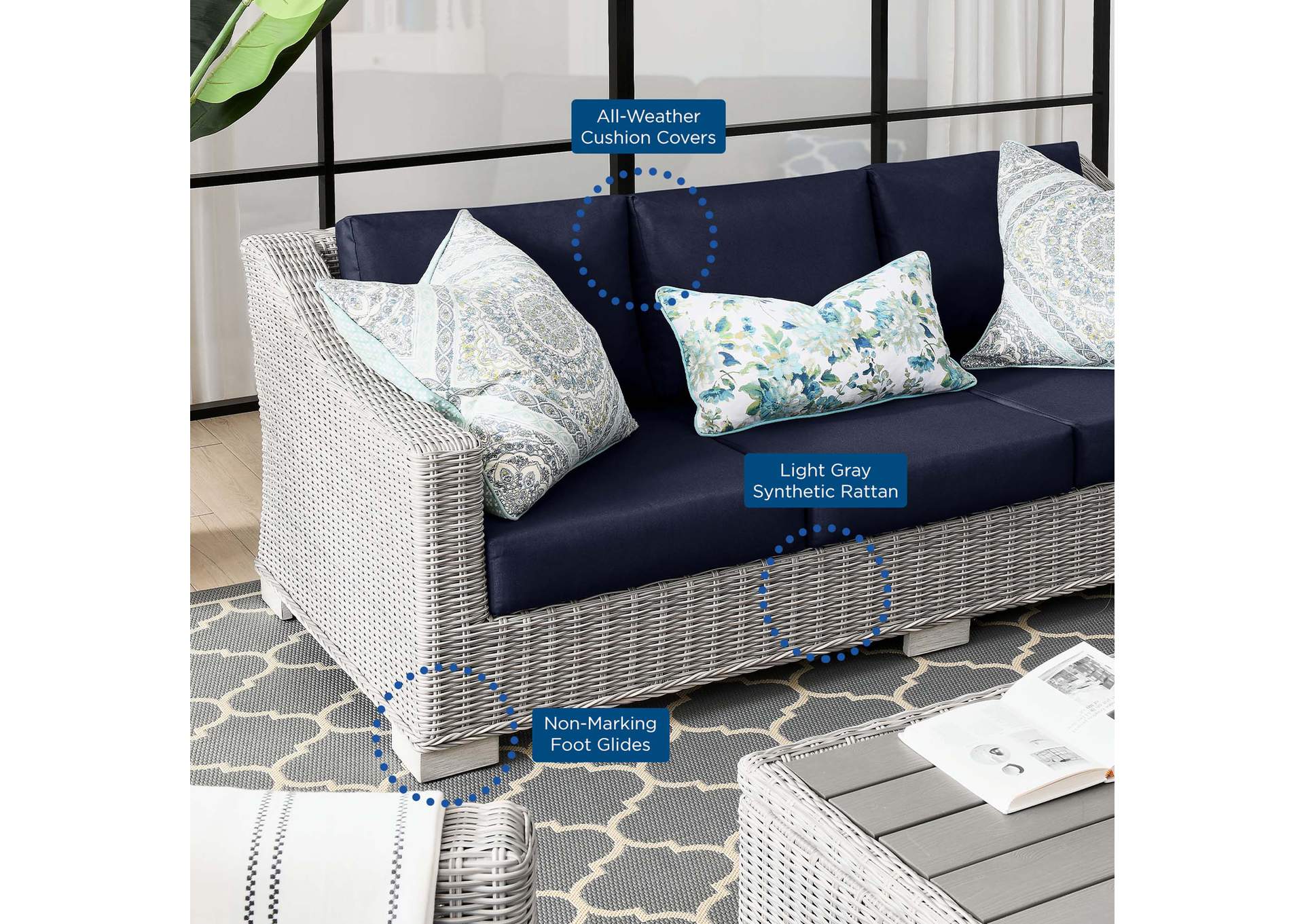 Conway Outdoor Patio Wicker Rattan Sofa,Modway