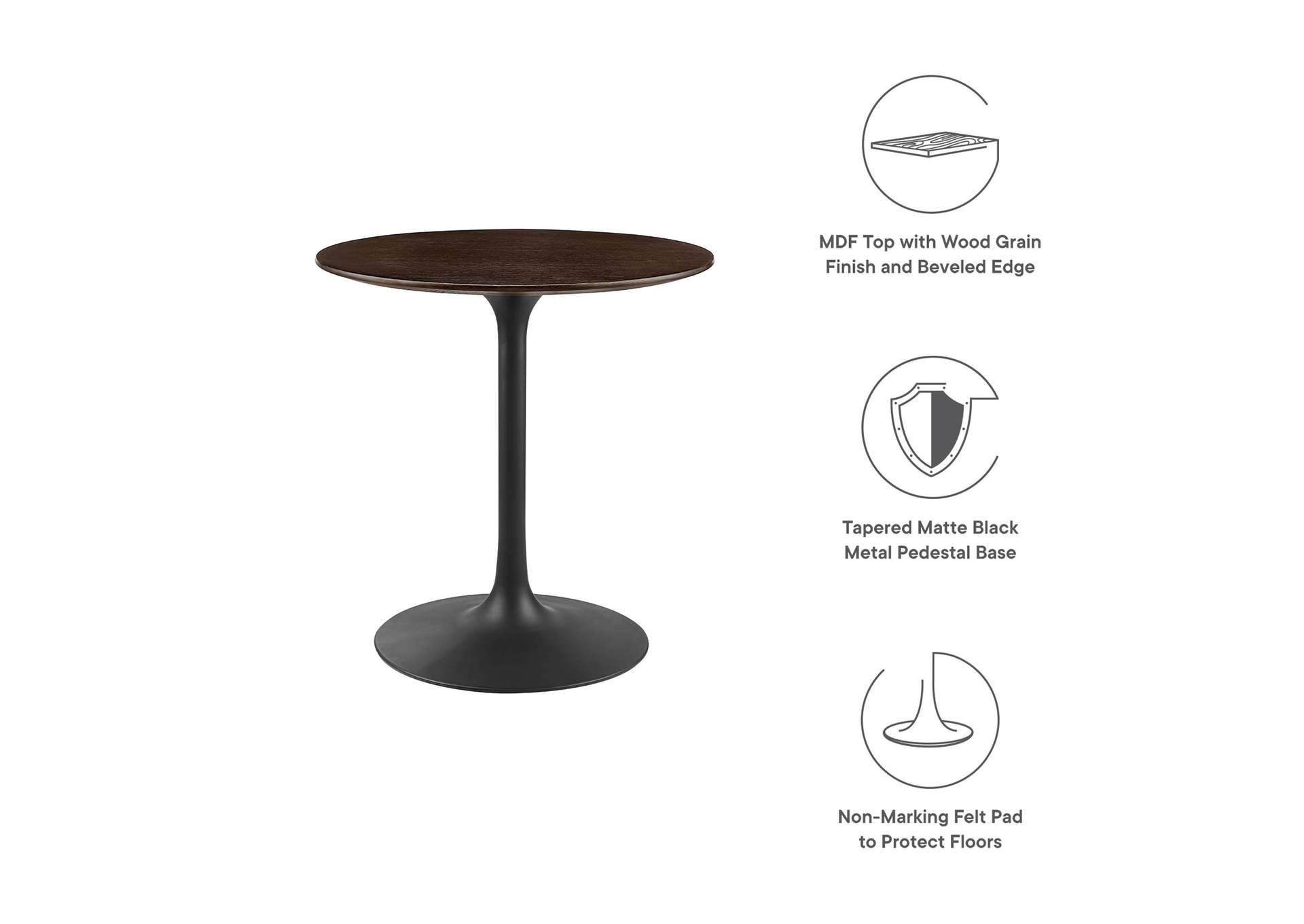 Black Cherry Walnut Lippa 28" Wood Dining Table,Modway