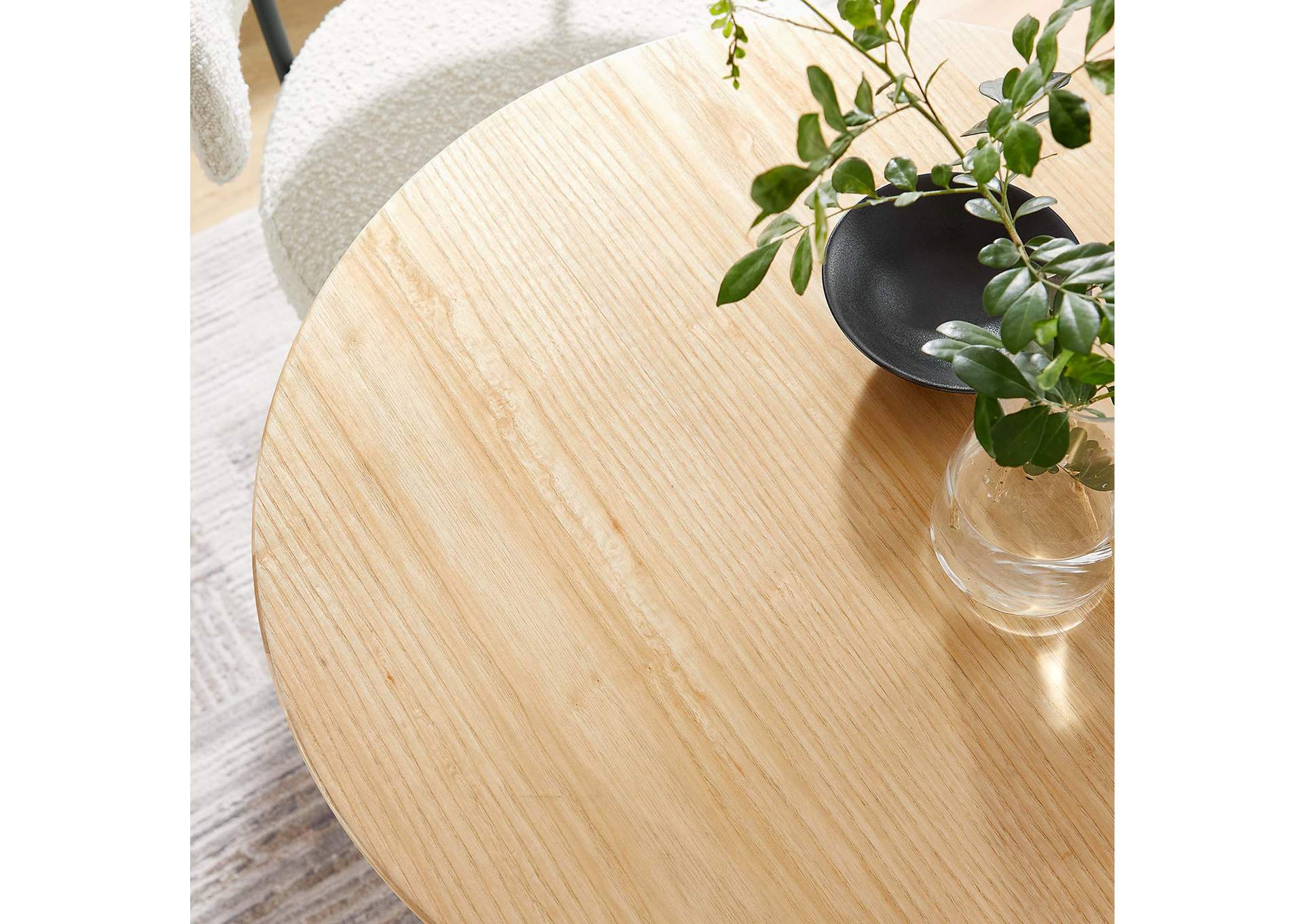 Black Natural Lippa 28" Wood Dining Table,Modway