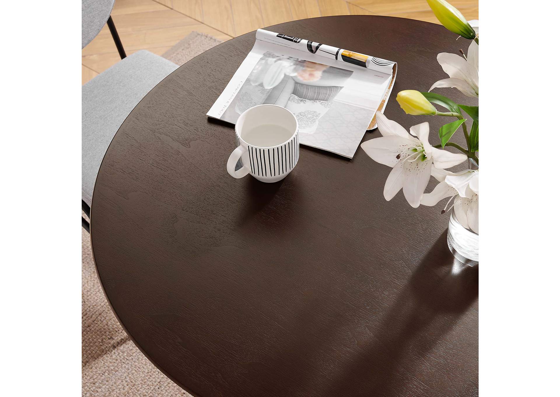 Black Cherry Walnut Lippa 36" Wood Dining Table,Modway
