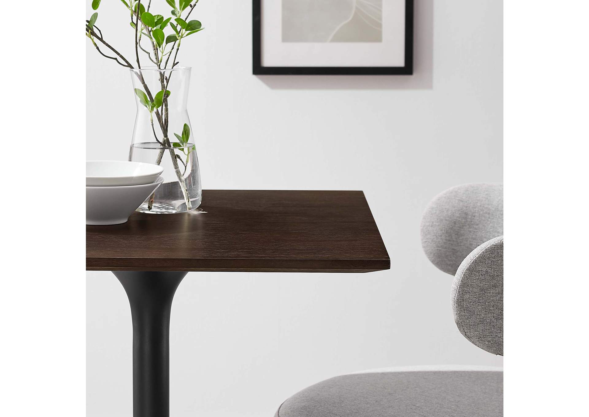 Black Cherry Walnut Lippa 24" Wood Square Dining Table,Modway