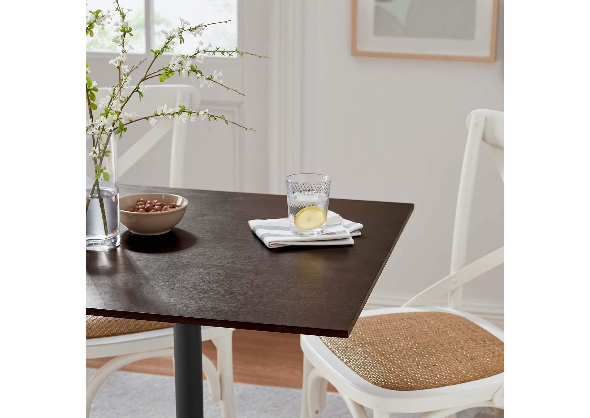 Black Cherry Walnut Lippa 28" Wood Square Dining Table,Modway