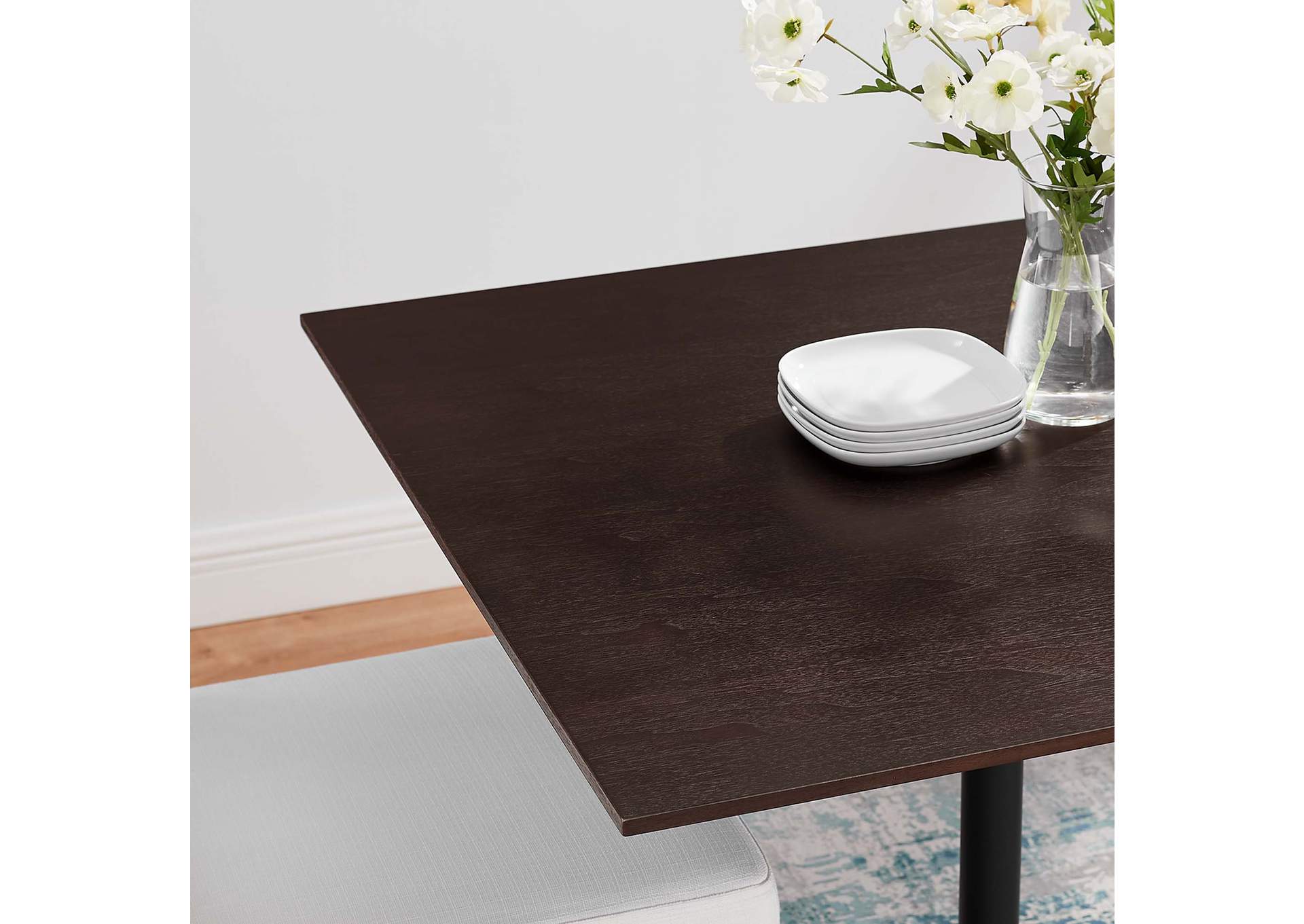 Black Cherry Walnut Lippa 36" Wood Square Dining Table,Modway