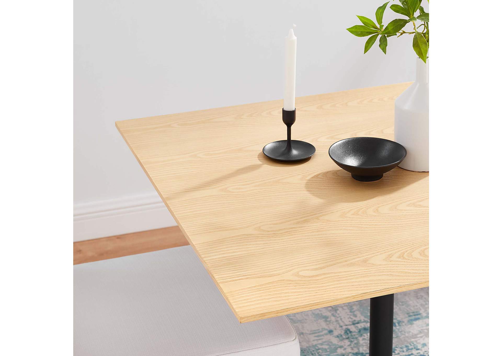 Black Natural Lippa 36" Wood Square Dining Table,Modway