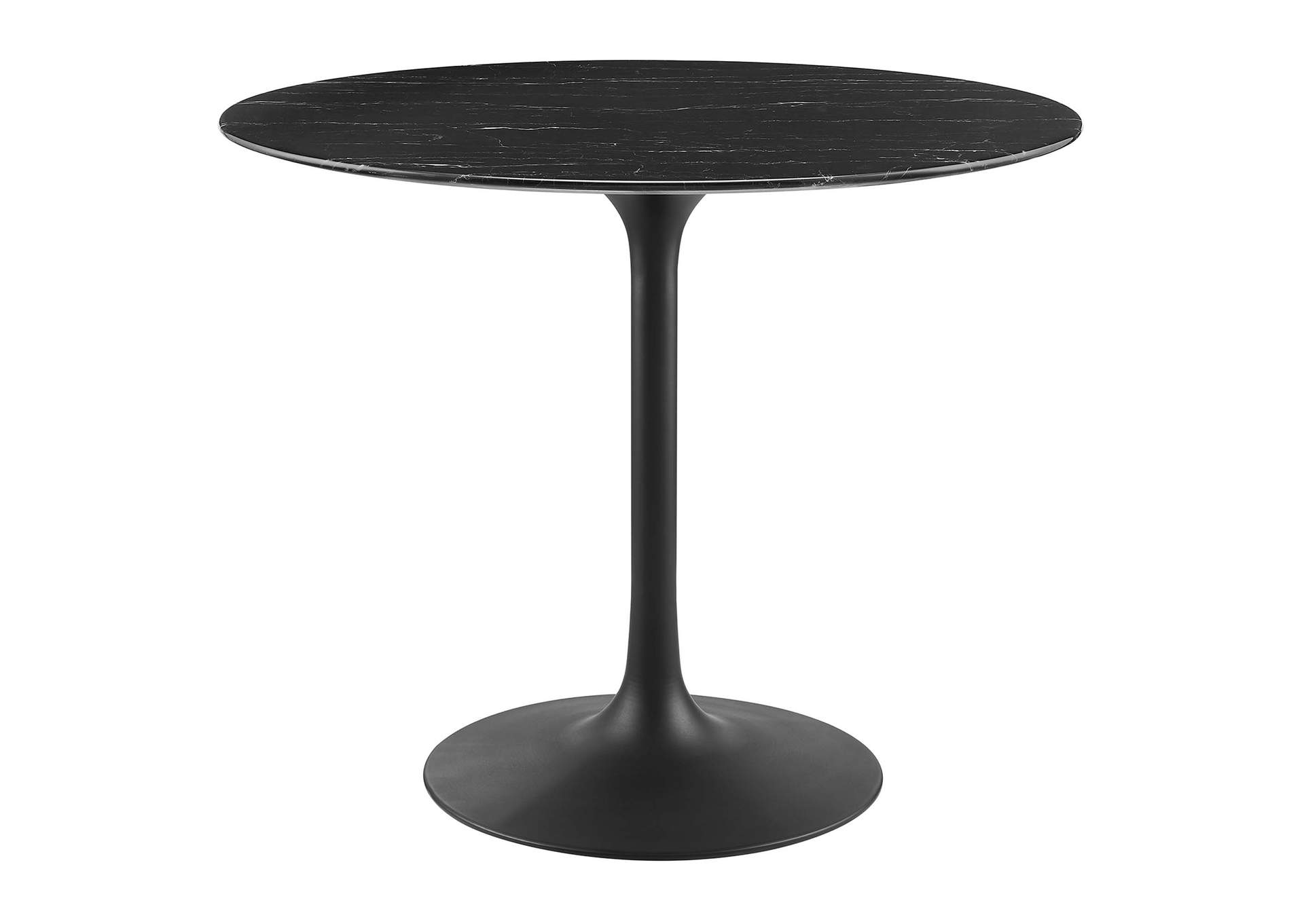 Black Black Lippa 36" Artificial Marble Dining Table,Modway