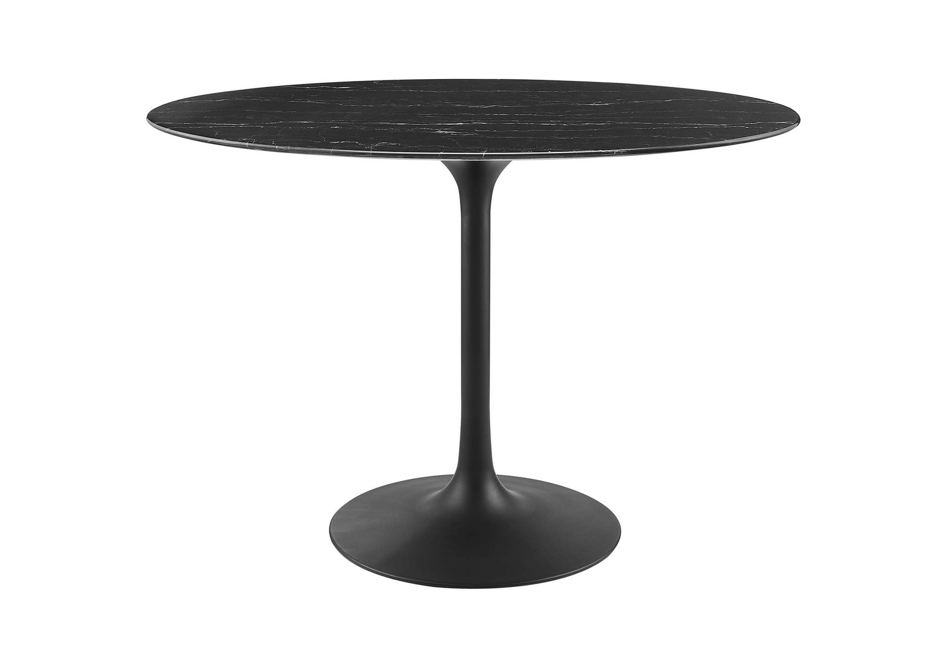 Black Black Lippa 42" Oval Artificial Marble Dining Table,Modway