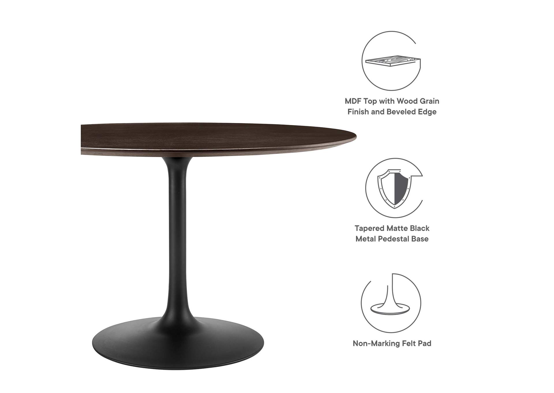 Black Cherry Walnut Lippa 47" Wood Dining Table,Modway