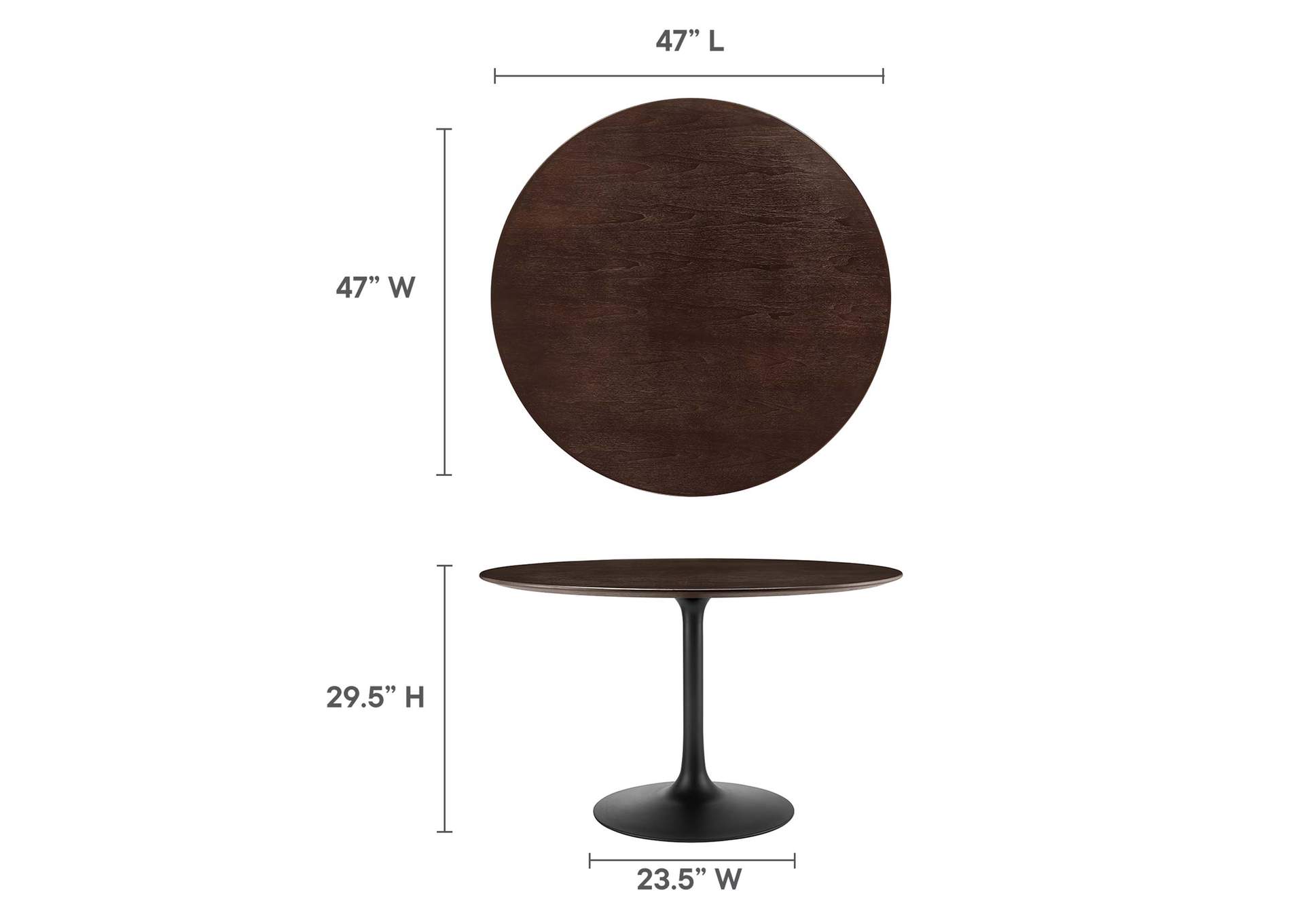 Black Cherry Walnut Lippa 47" Wood Dining Table,Modway