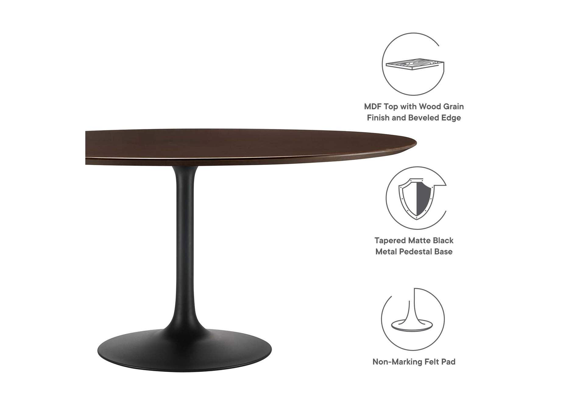 Black Cherry Walnut Lippa 60" Wood Dining Table,Modway