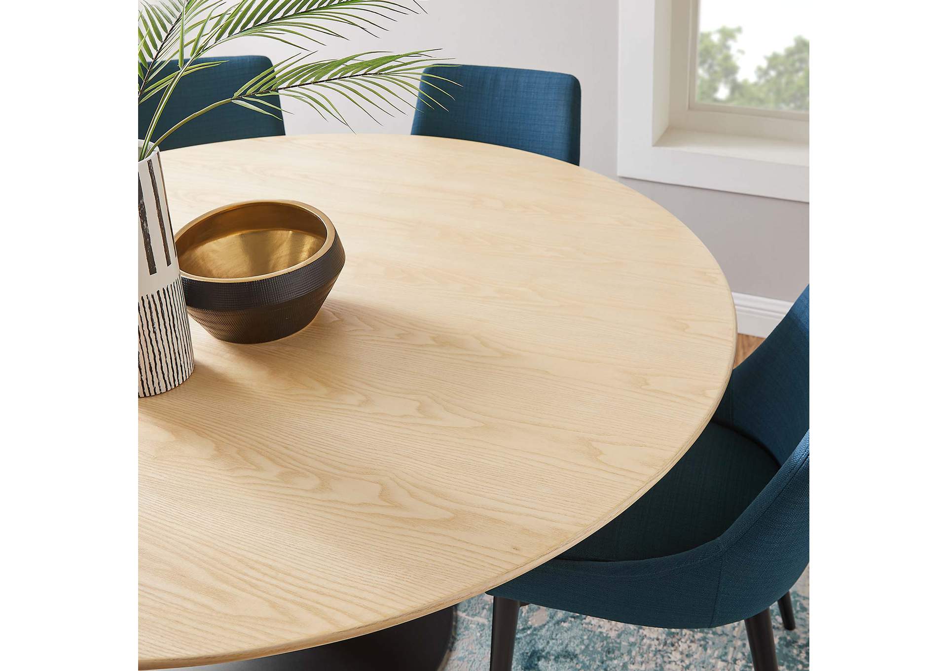 Black Natural Lippa 60" Wood Dining Table,Modway