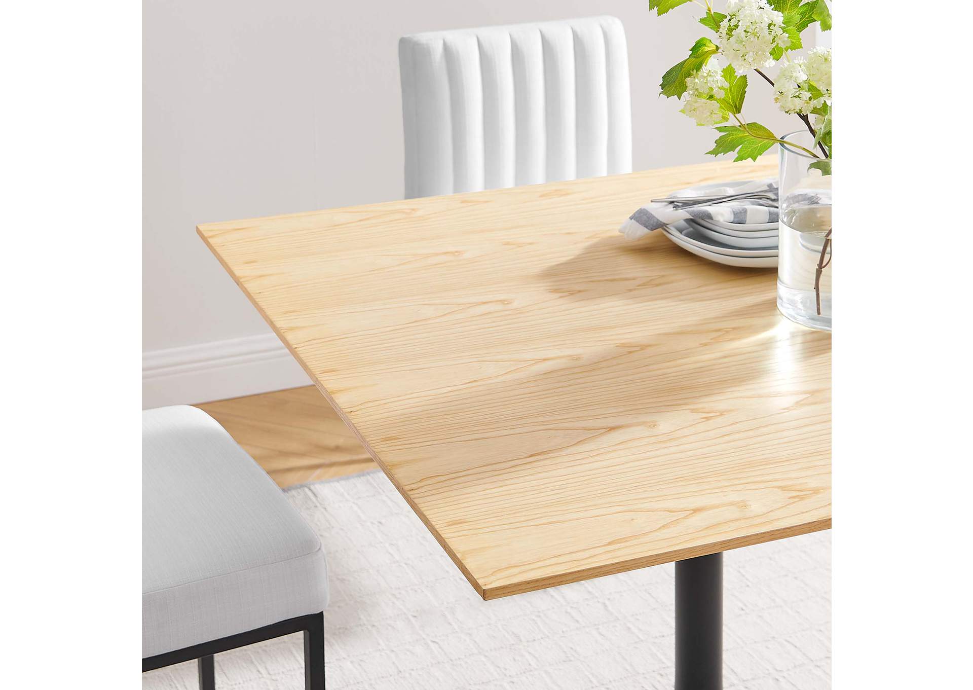 Black Natural Lippa 40" Wood Square Dining Table,Modway