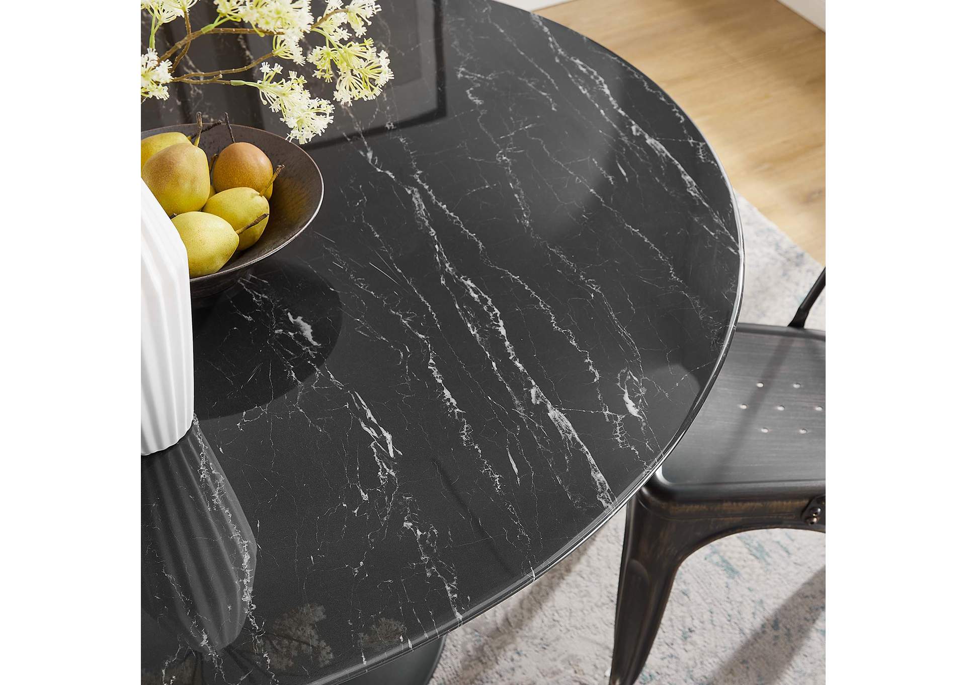 Black Black Lippa 54" Artificial Marble Dining Table,Modway