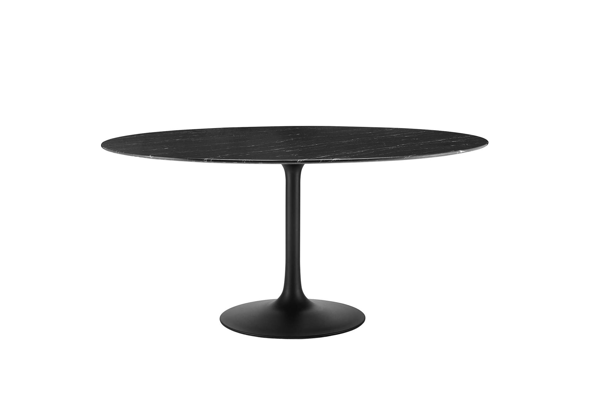 Black Black Lippa 60" Artificial Marble Dining Table,Modway