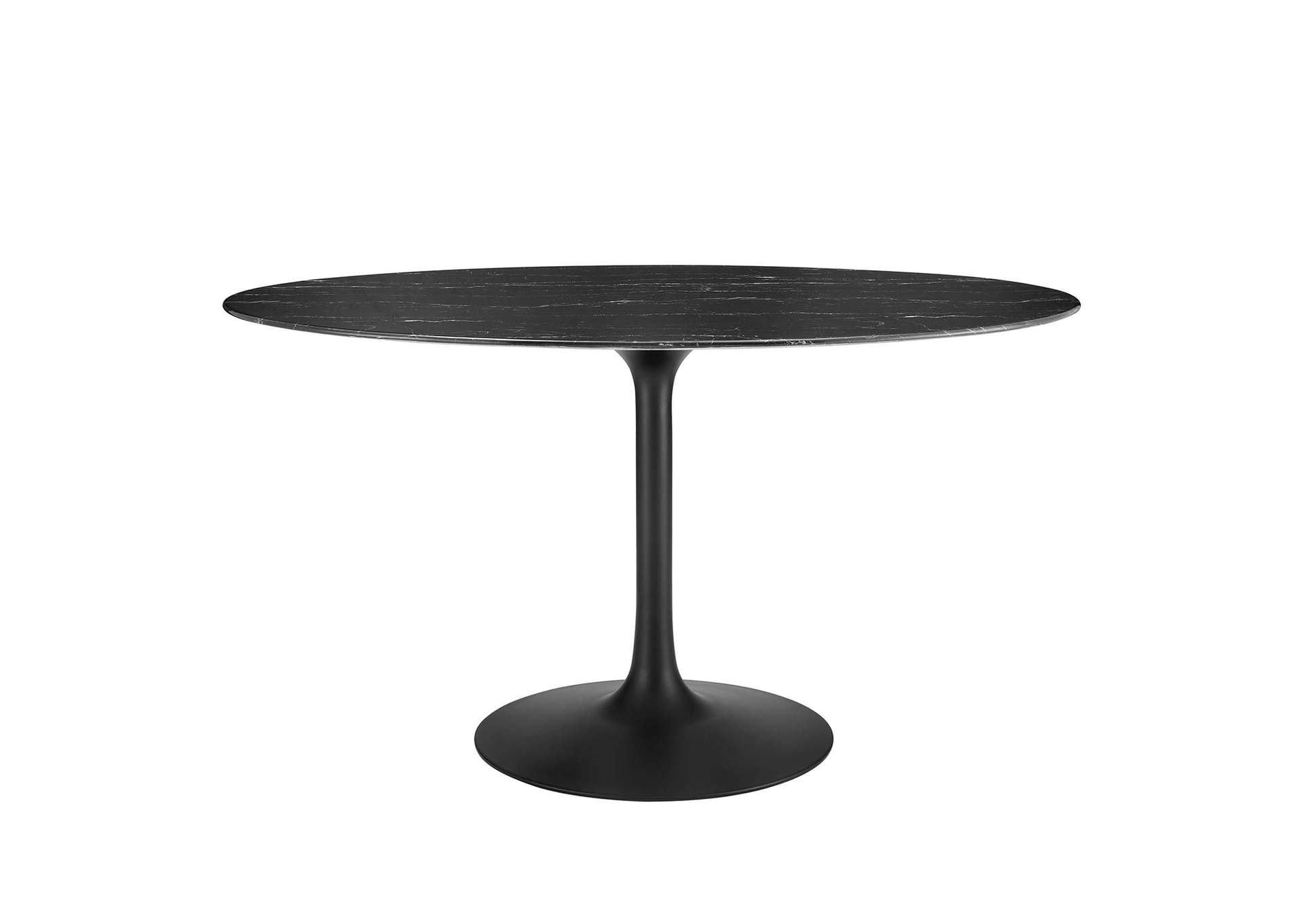 Black Black Lippa 54" Artificial Marble Oval Dining Table,Modway