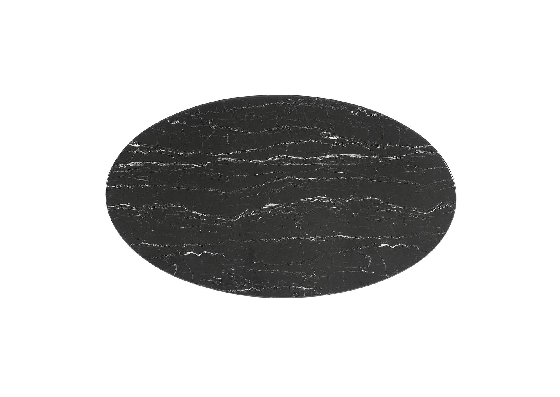 Black Black Lippa 54" Artificial Marble Oval Dining Table,Modway