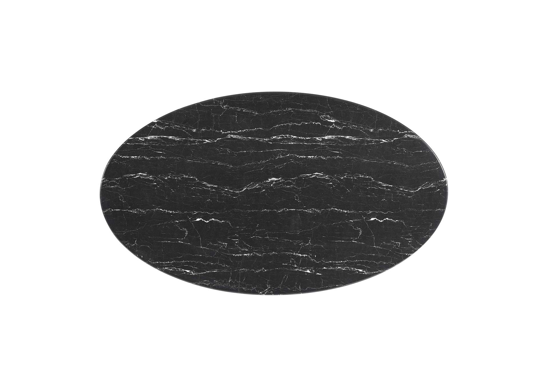 Black Black Lippa 60" Artificial Marble Oval Dining Table,Modway