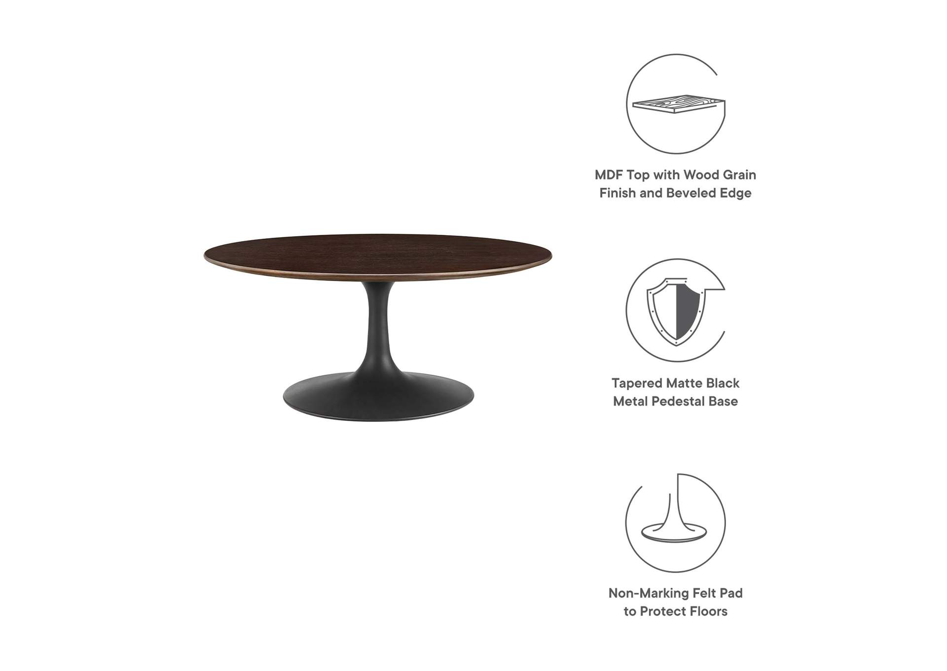 Black Cherry Walnut Lippa 36" Wood Coffee Table,Modway