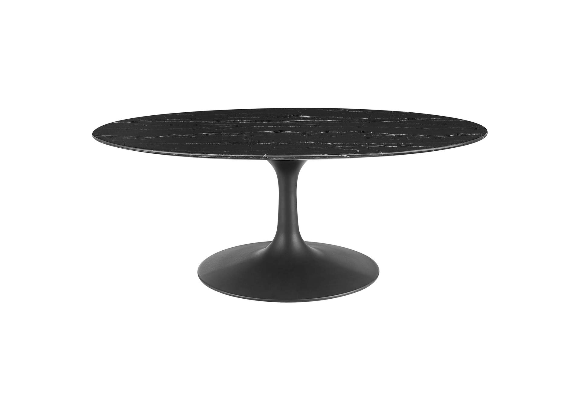 Black Black Lippa 42" Oval Artificial Marble Coffee Table,Modway