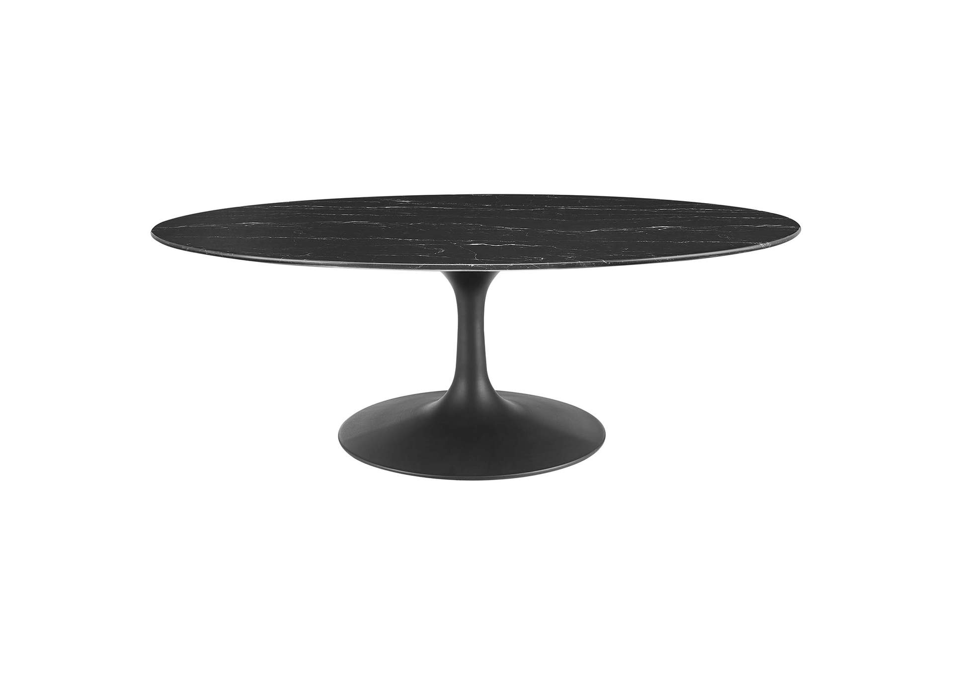 Black Black Lippa 48" Oval Artificial Marble Coffee Table,Modway