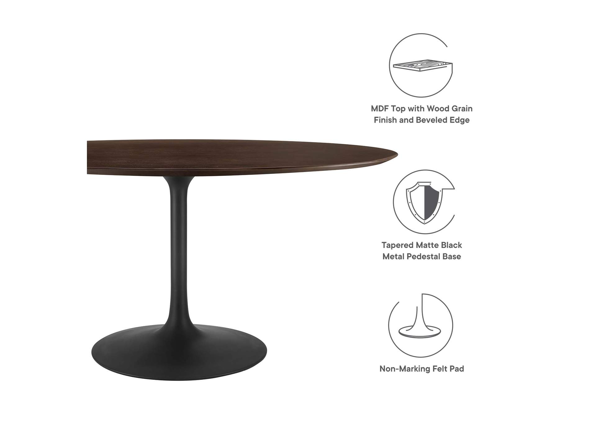 Black Cherry Walnut Lippa 60" Wood Oval Dining Table,Modway