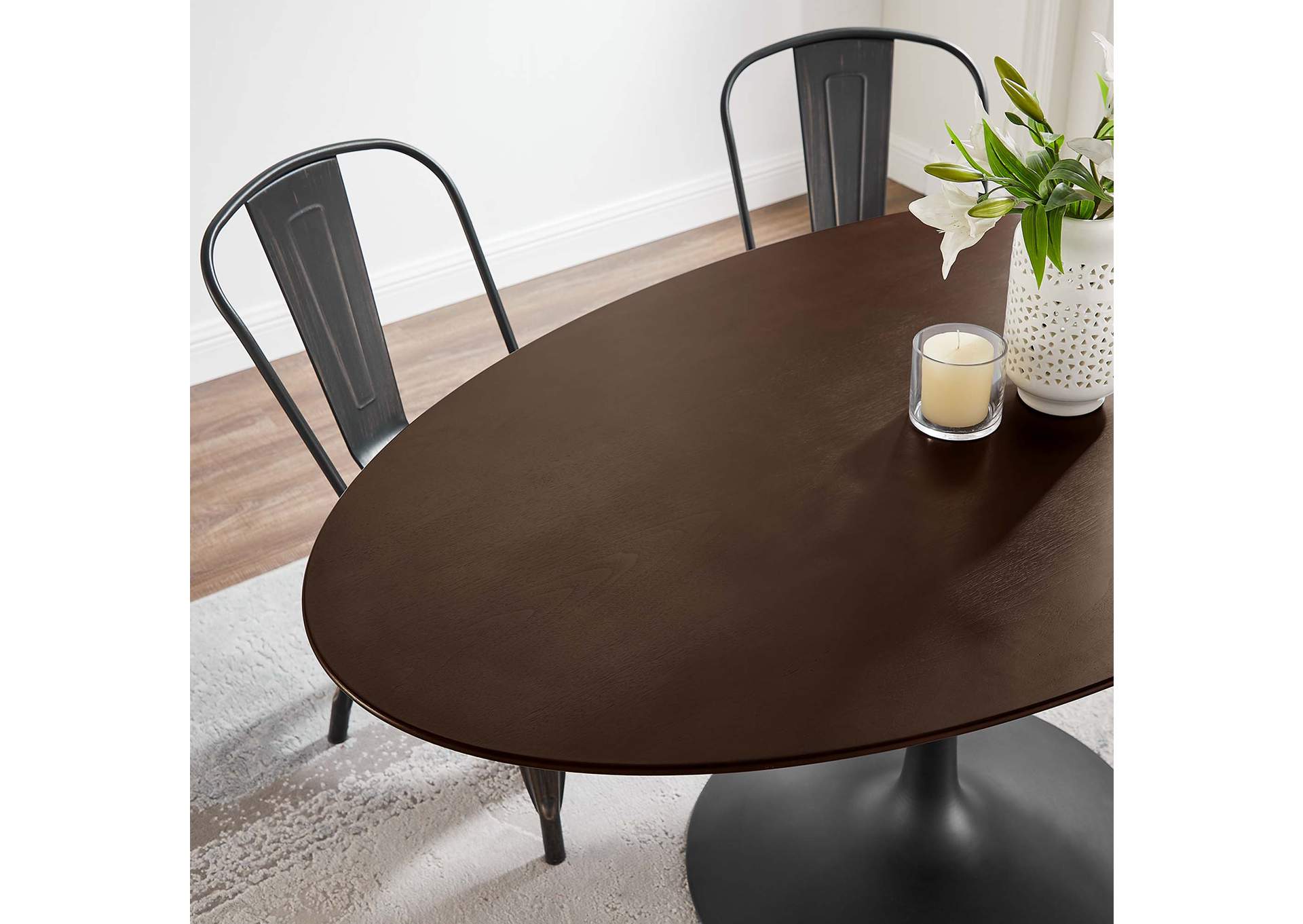 Black Cherry Walnut Lippa 60" Wood Oval Dining Table,Modway
