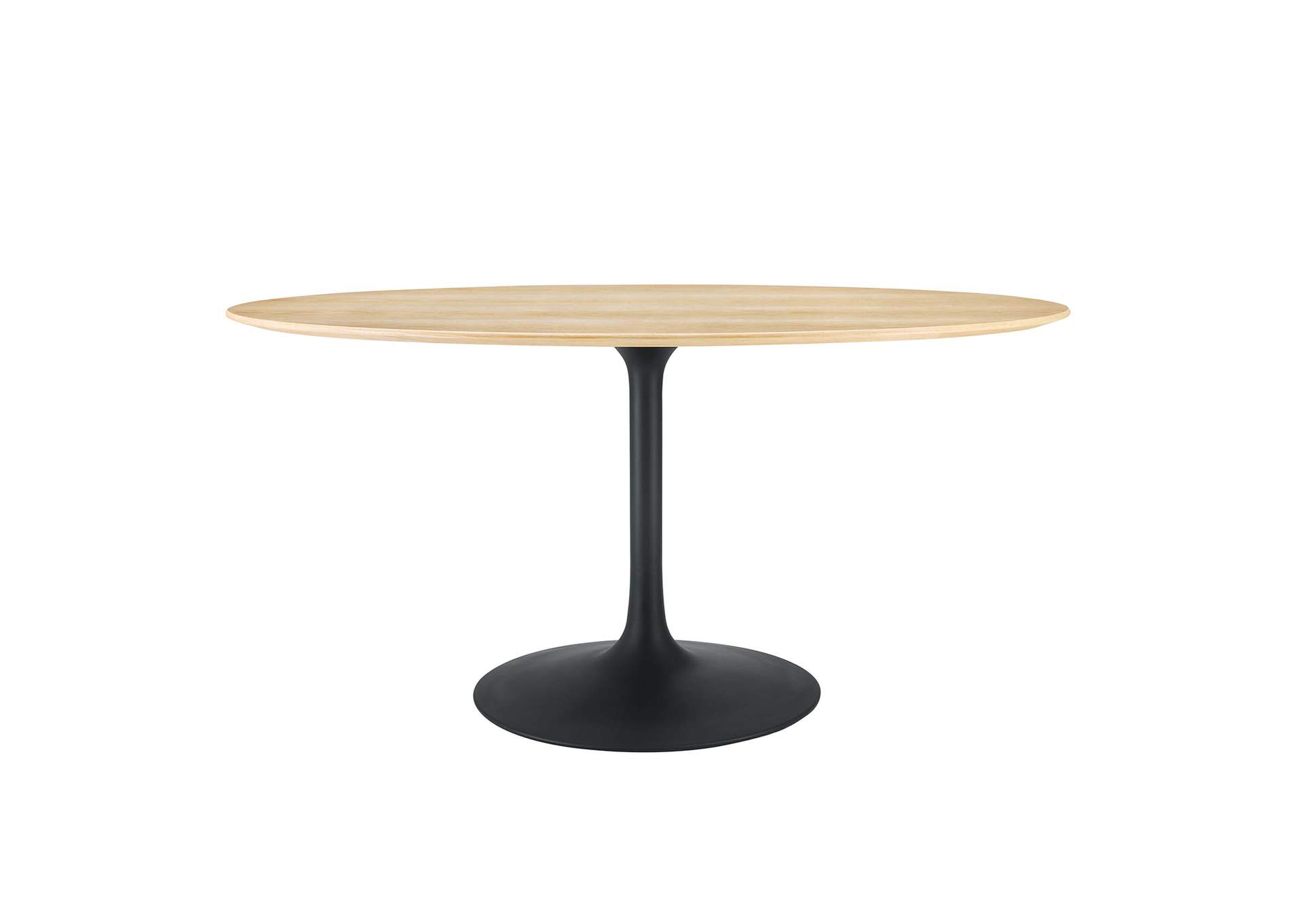 Black Natural Lippa 60" Wood Oval Dining Table,Modway
