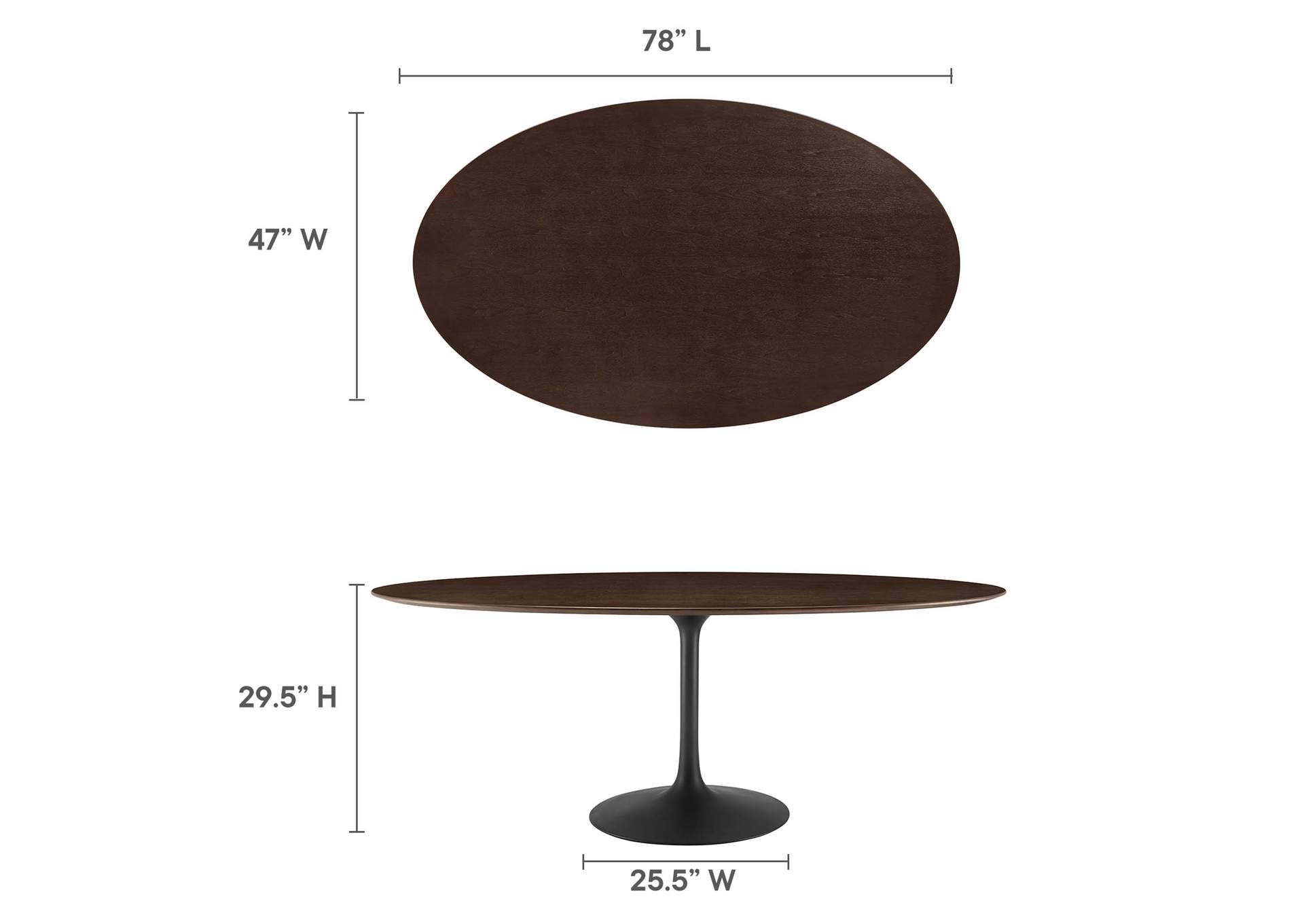 Black Cherry Walnut Lippa 78" Wood Oval Dining Table,Modway