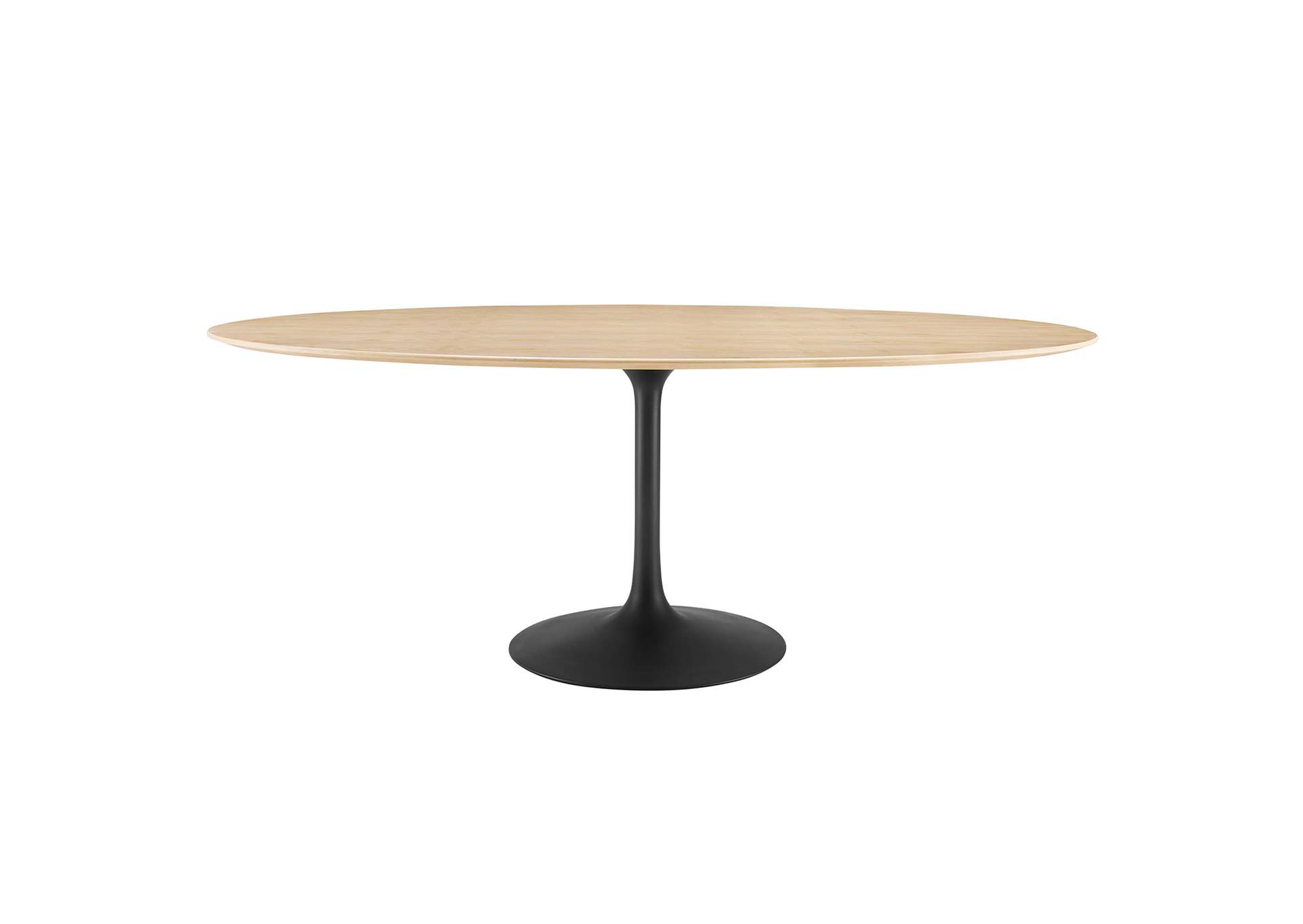 Black Natural Lippa 78" Wood Oval Dining Table,Modway