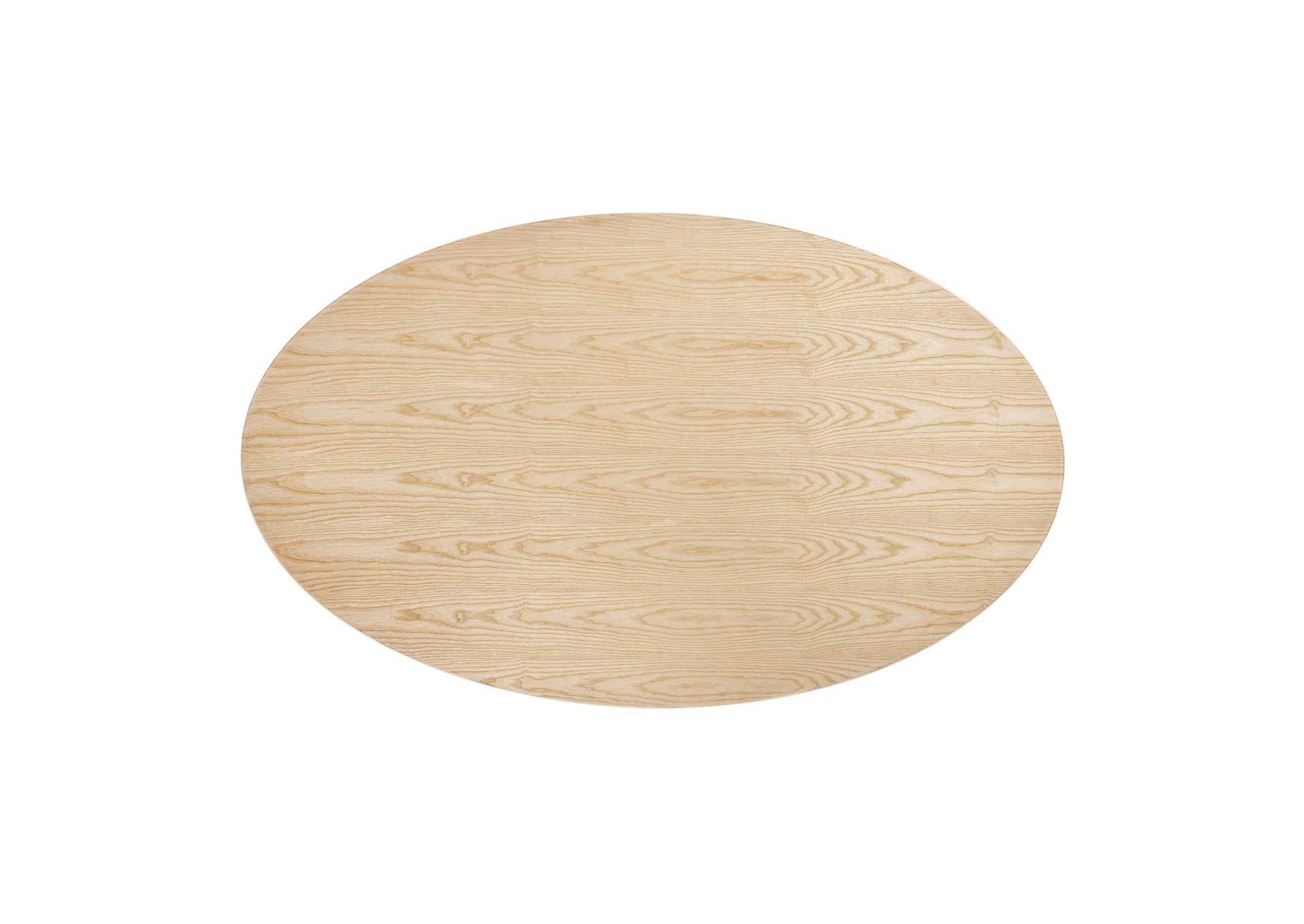 Black Natural Lippa 78" Wood Oval Dining Table,Modway