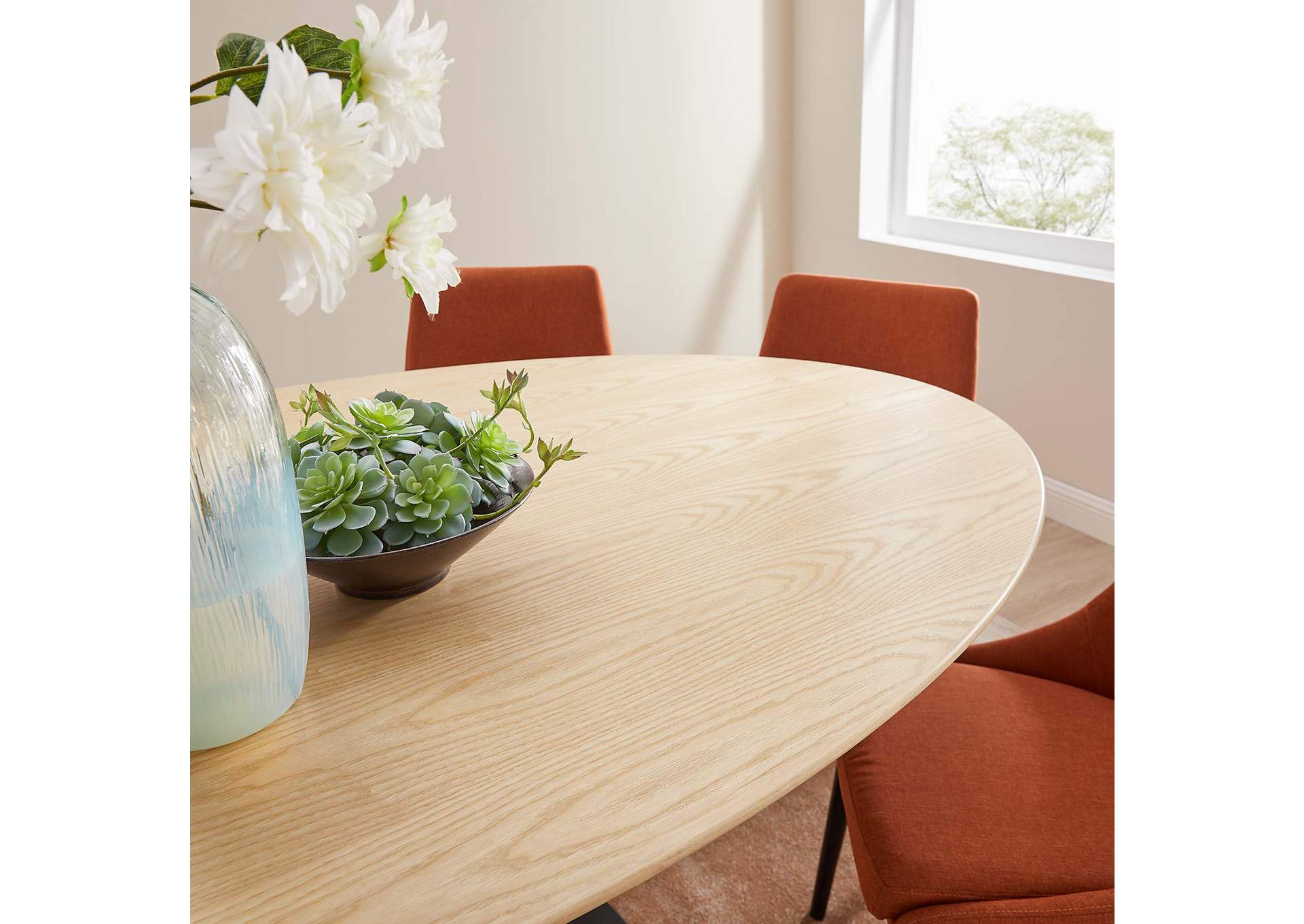 Black Natural Lippa 78" Wood Oval Dining Table,Modway
