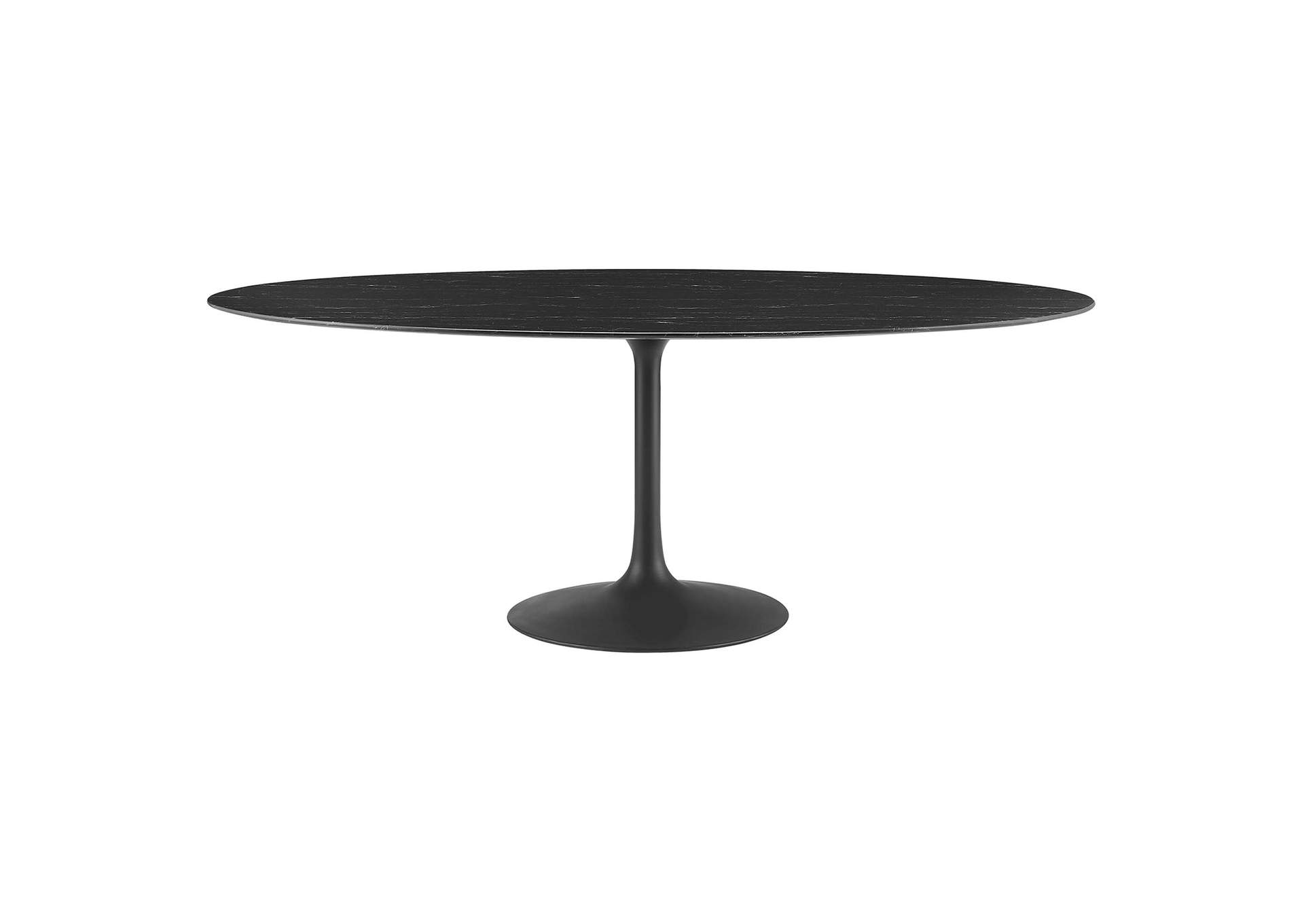 Black Black Lippa 78" Oval Artificial Marble Dining Table,Modway