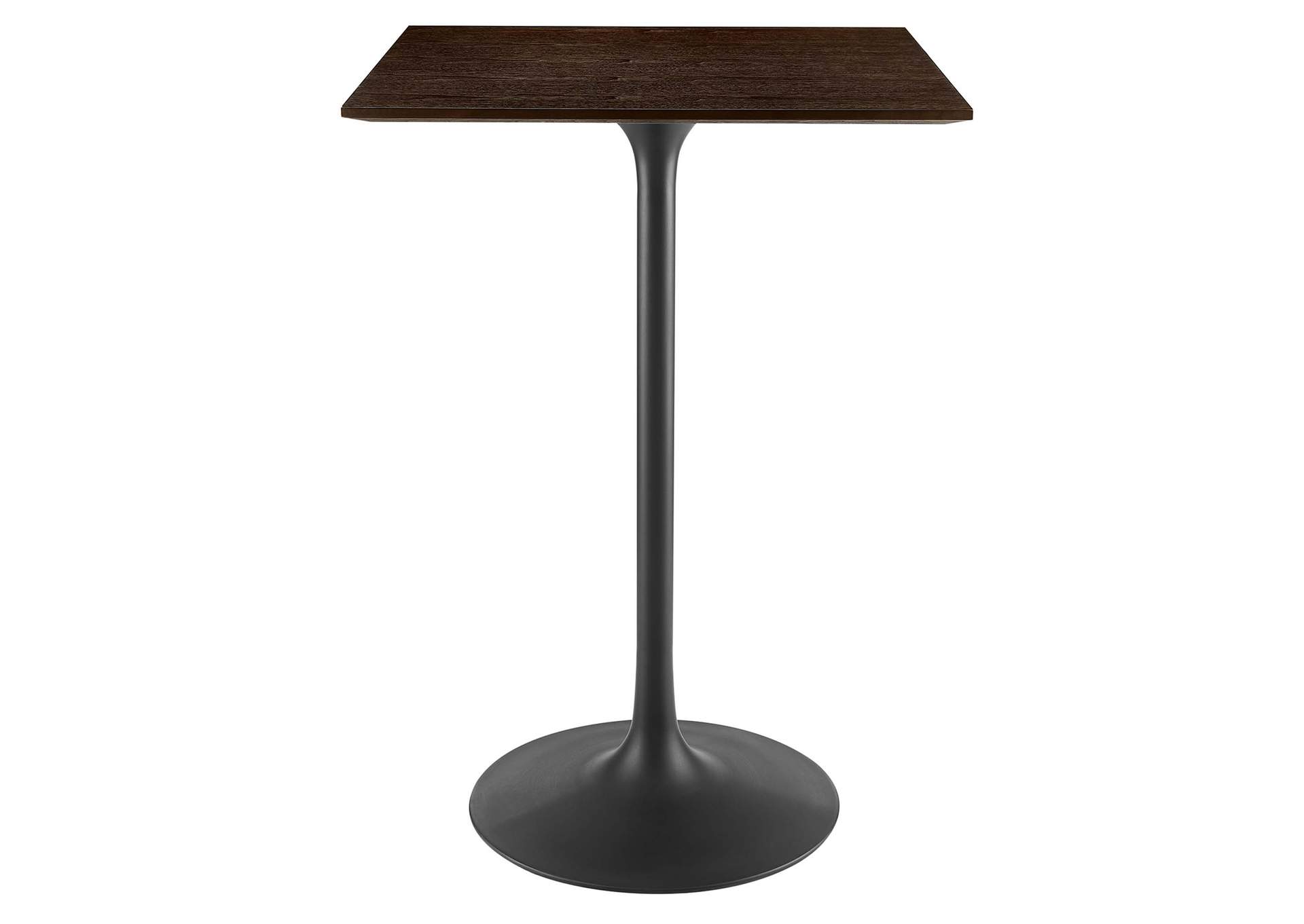 Black Cherry Walnut Lippa 28" Square Wood Bar Table,Modway