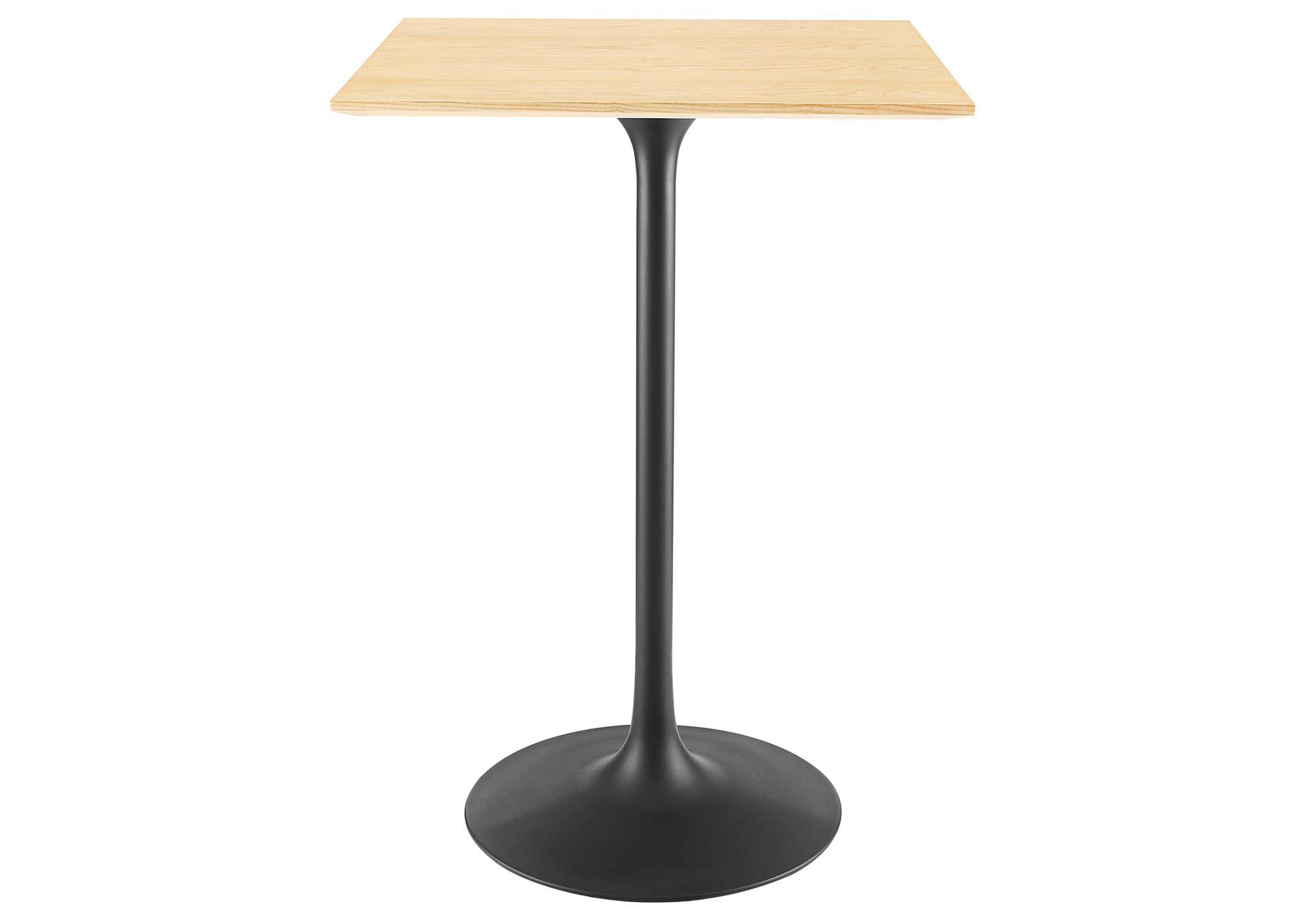 Black Natural Lippa 28" Square Wood Bar Table,Modway