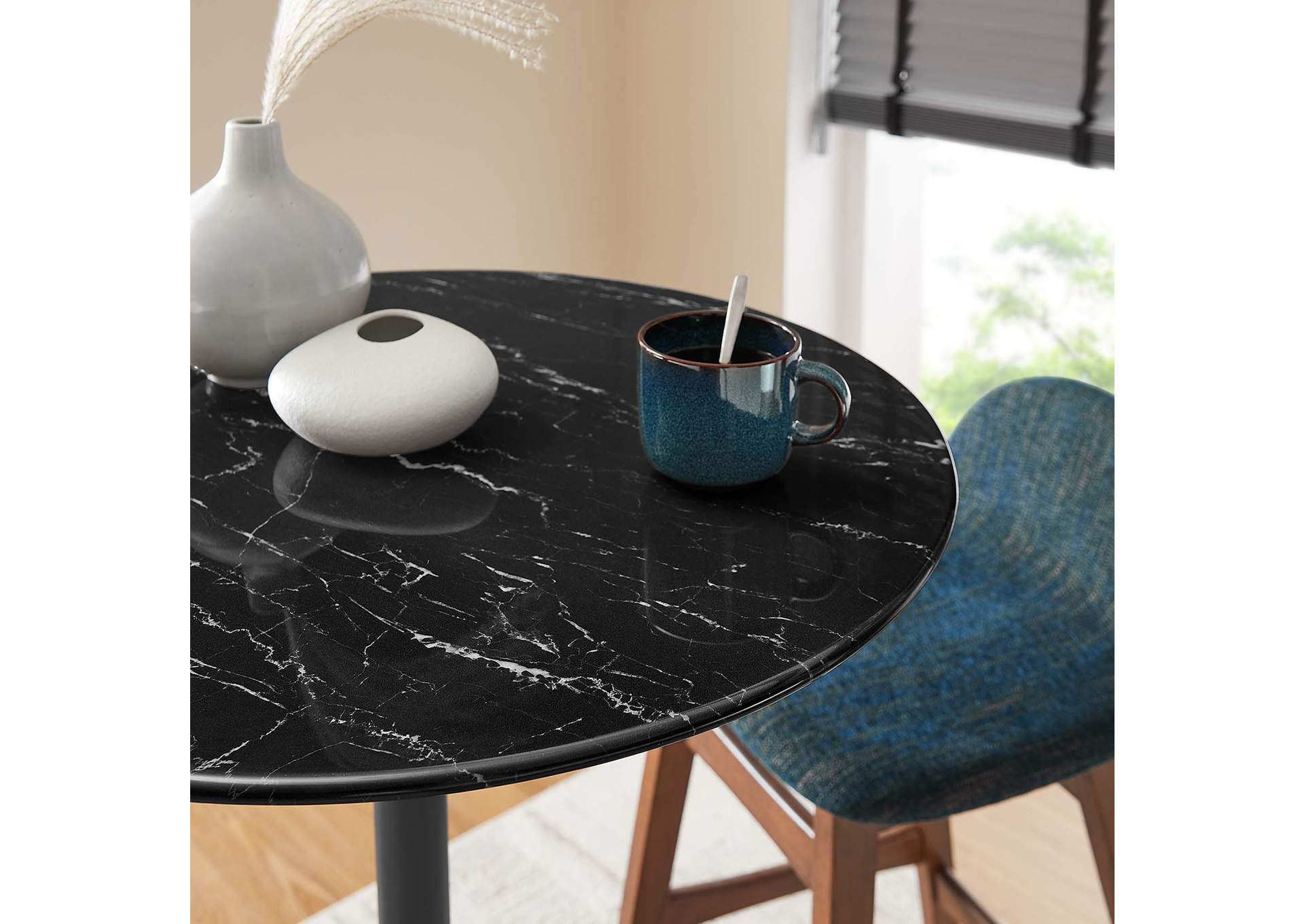 Black Black Lippa 28" Artificial Marble Bar Table,Modway