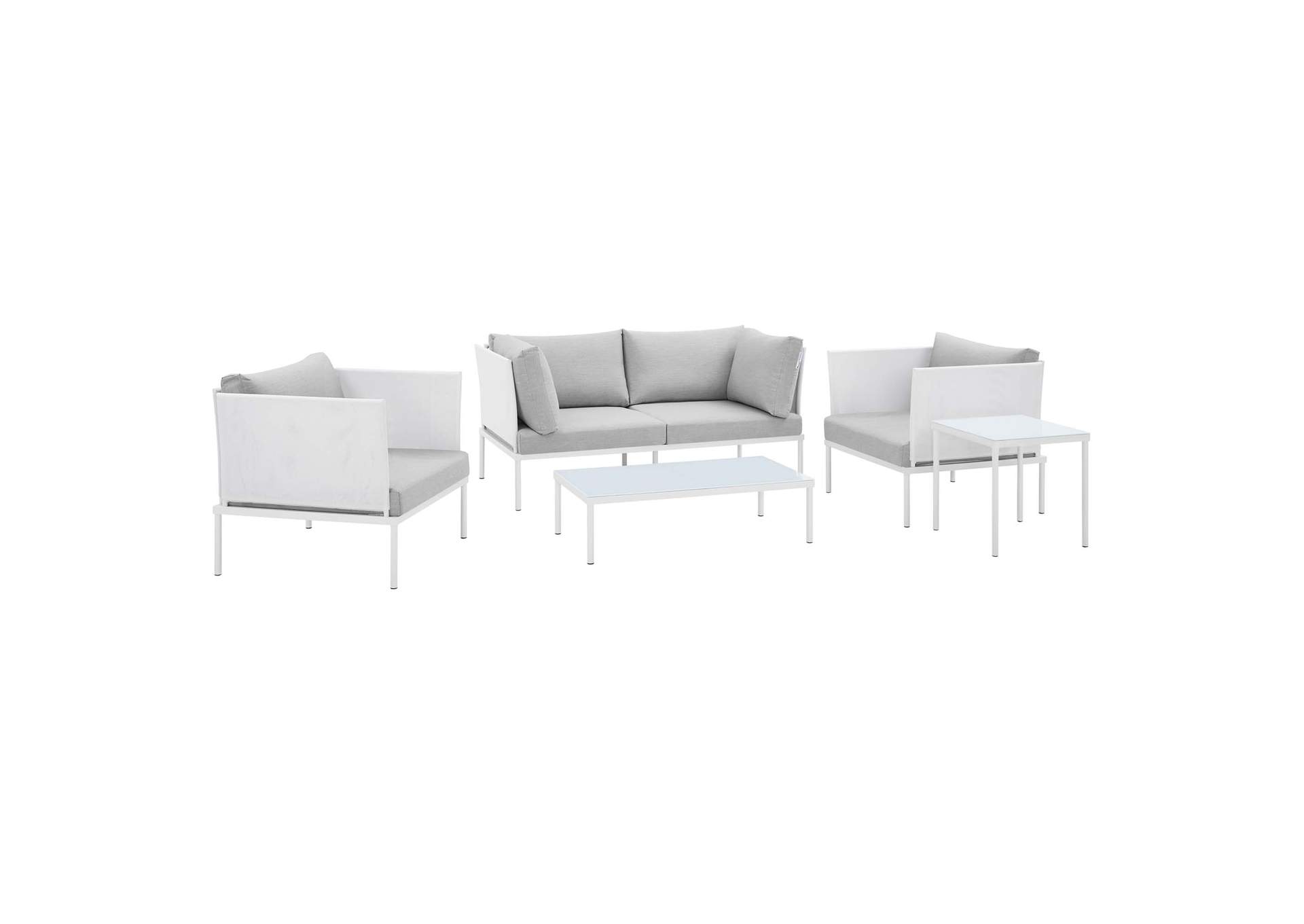 White Gray Harmony 5-Piece Sunbrella,Modway