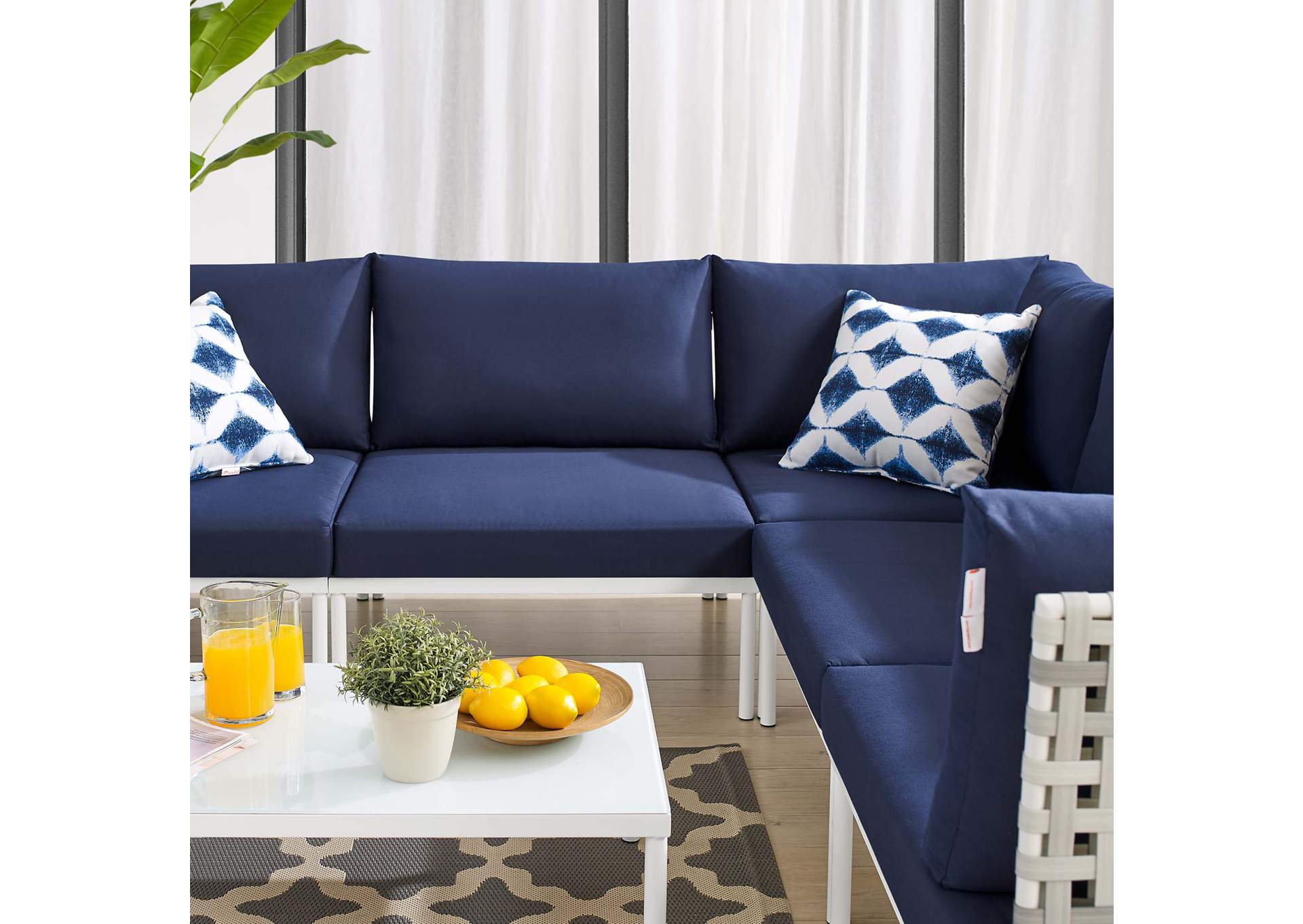 Taupe Navy Harmony 6-Piece  Sunbrella,Modway