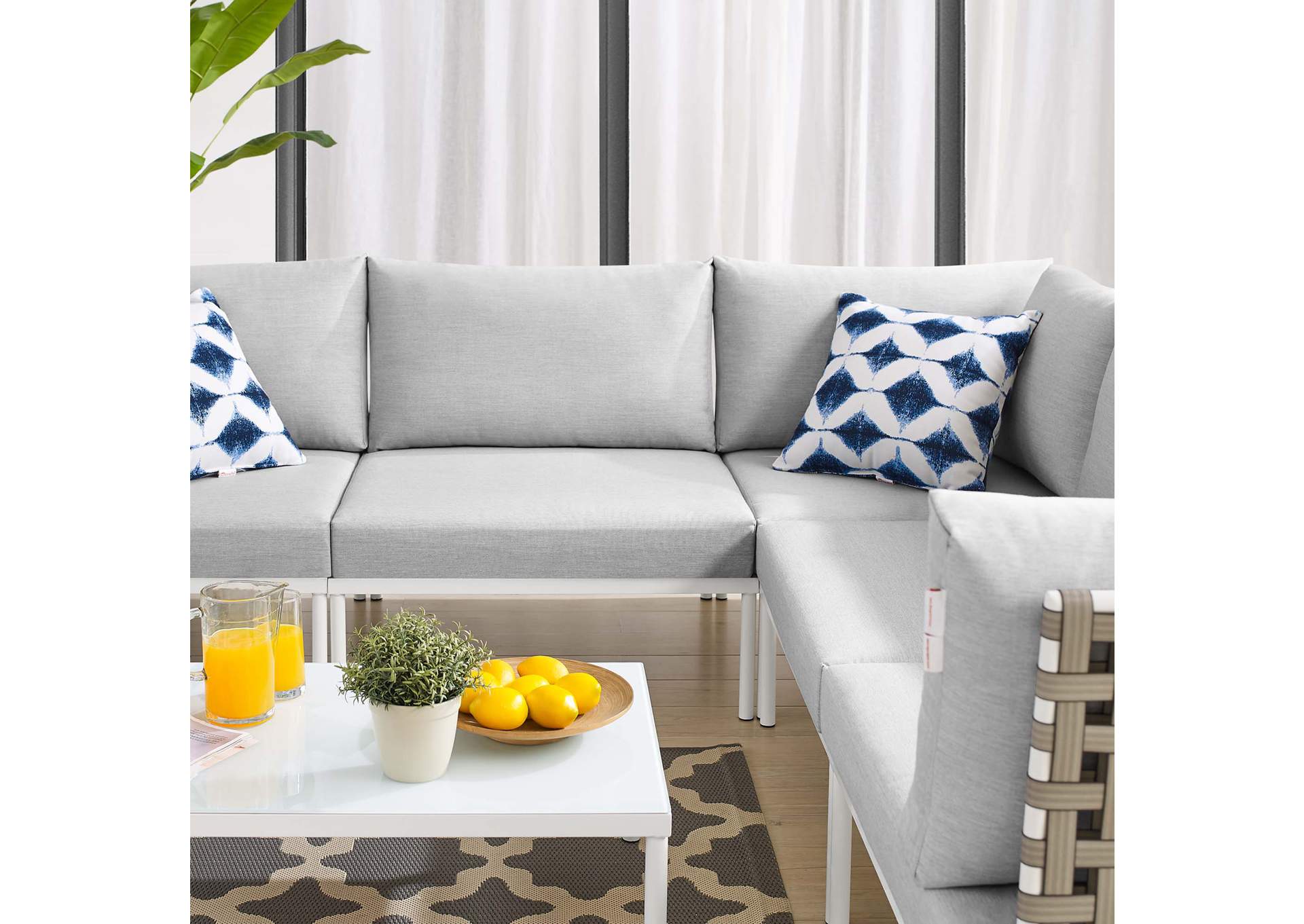 Tan Gray Harmony 6-Piece  Sunbrella,Modway