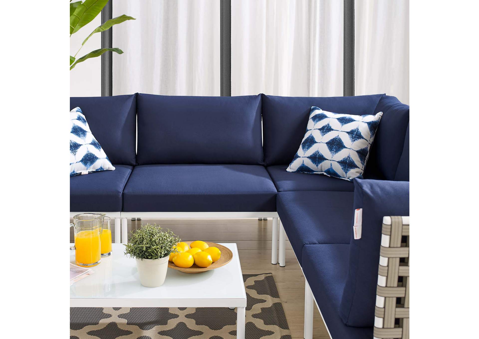 Tan Navy Harmony 6-Piece  Sunbrella,Modway